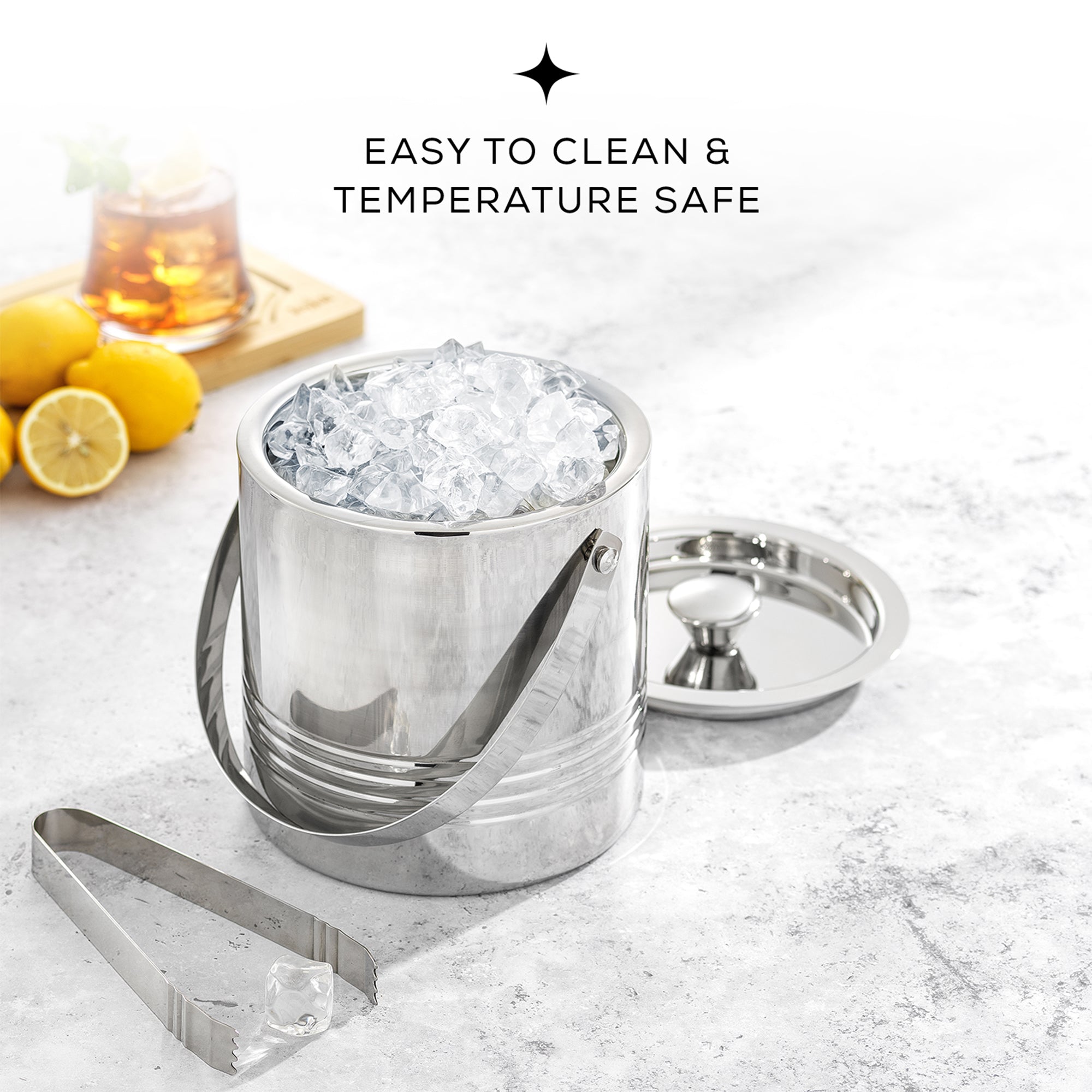 joyjolt-3l-stainless-steel-ice-bucket-with-strainer-and-tongs image 3