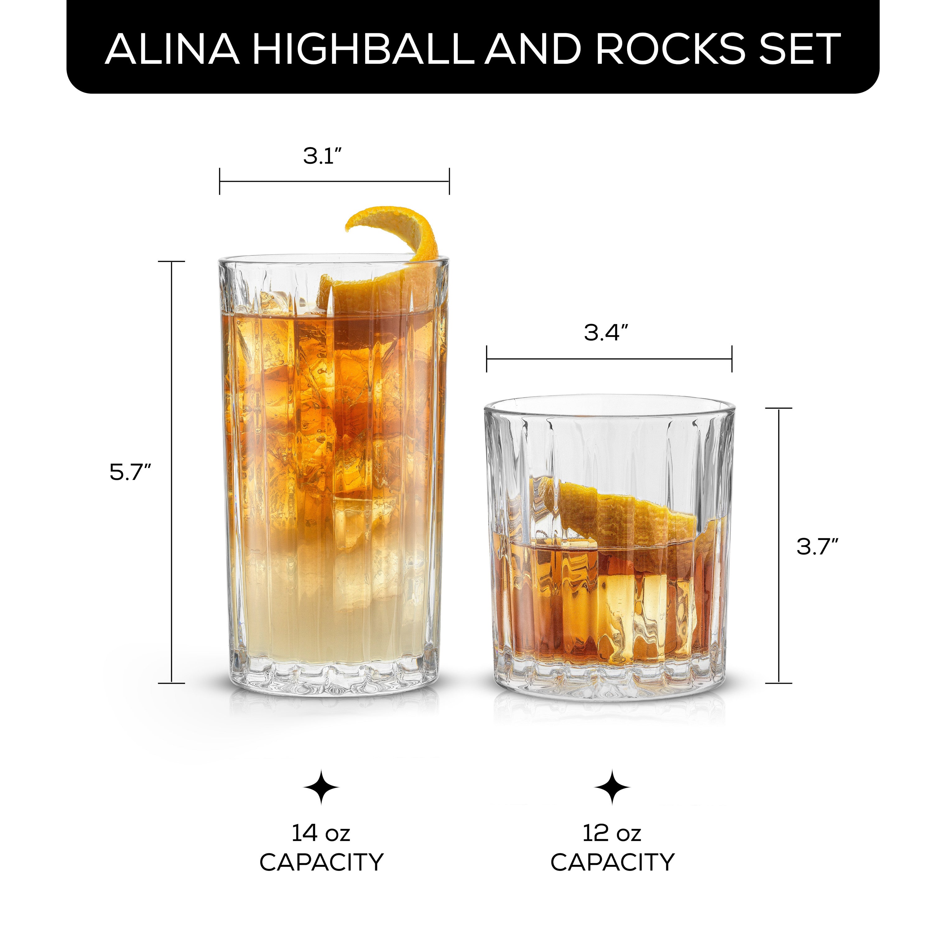 joyjolt-alina-ribbed-glass-drinkware-set-8-pieces-4-highball-4-double-old-fashio image 3