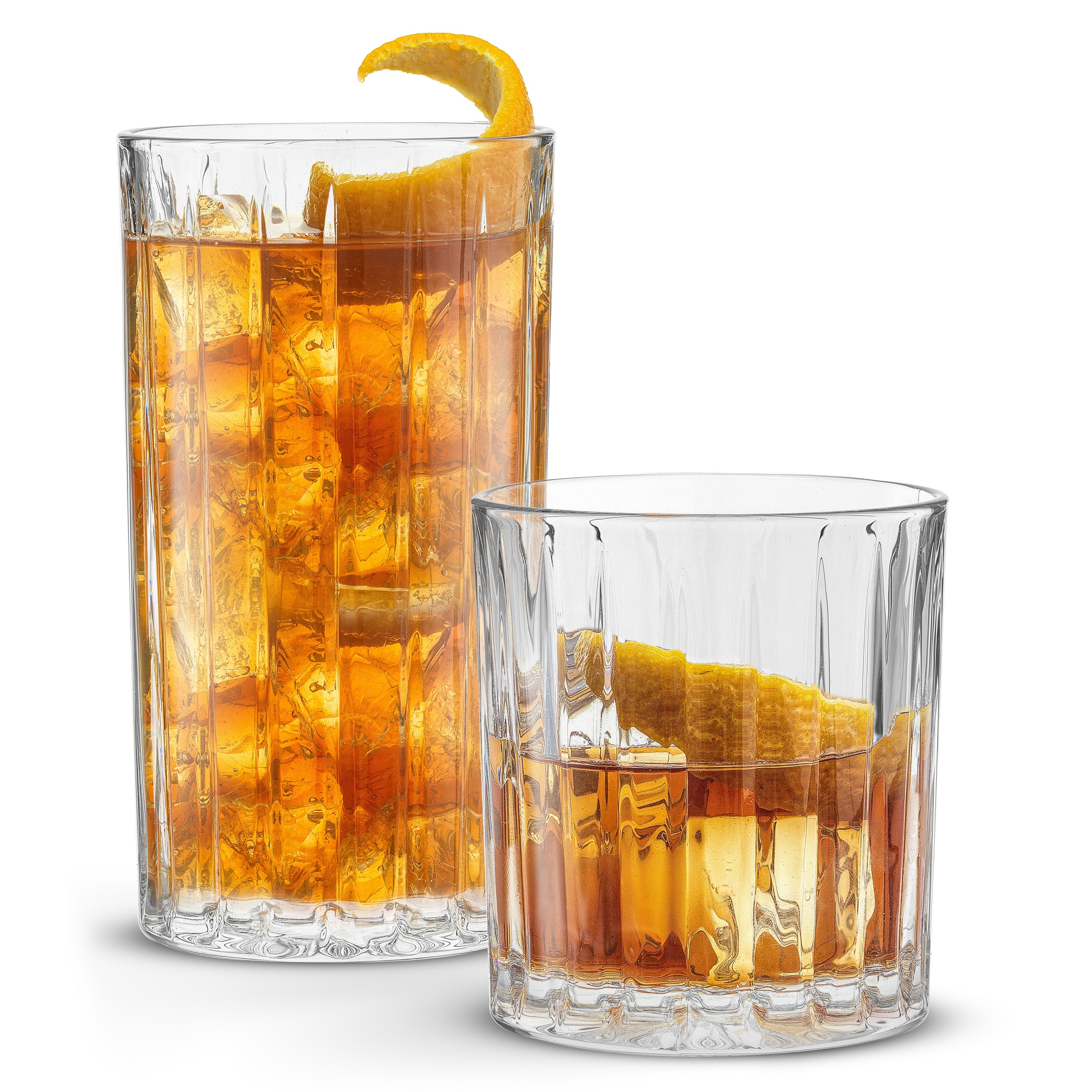 joyjolt-alina-ribbed-glass-drinkware-set-8-pieces-4-highball-4-double-old-fashio image 5