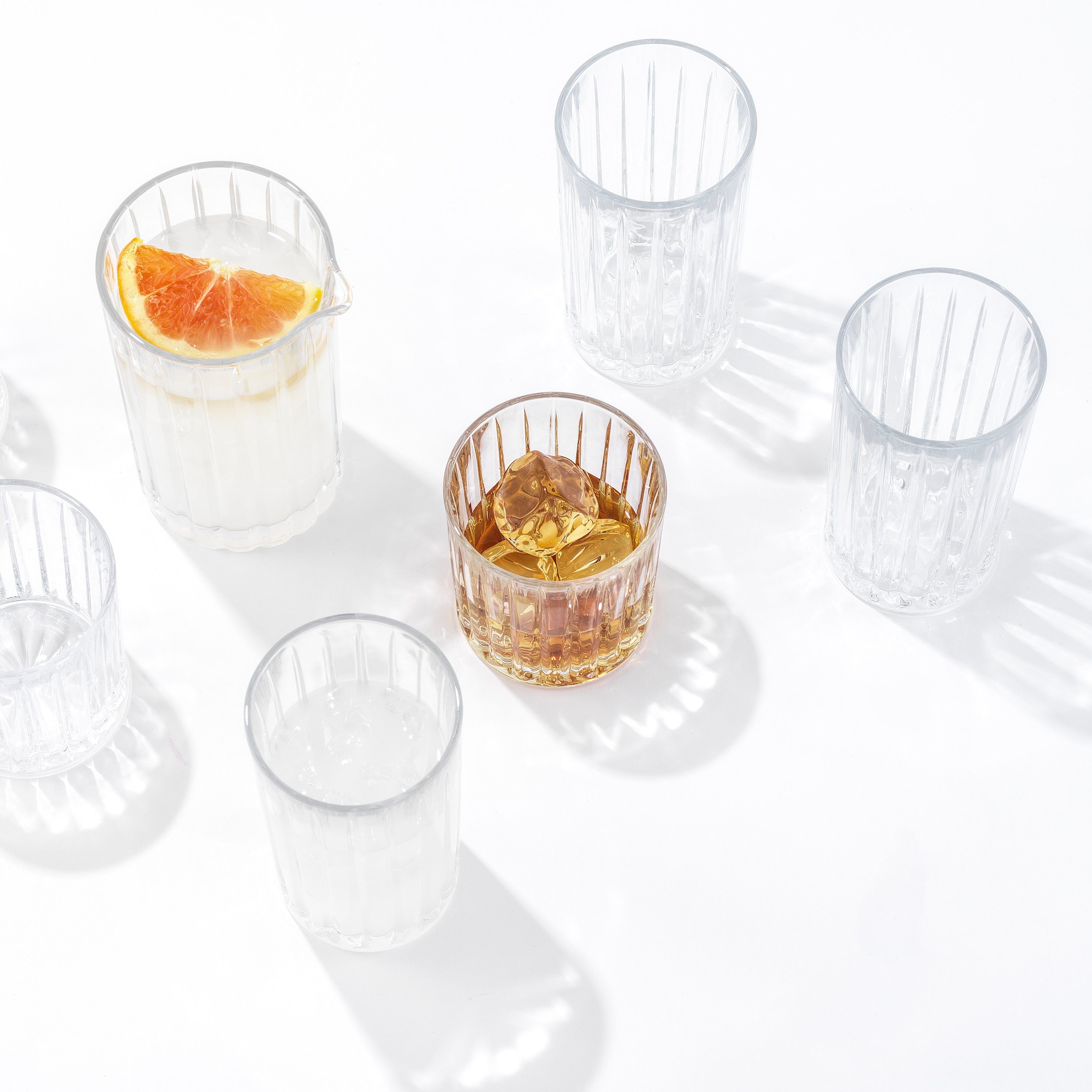 joyjolt-alina-ribbed-glass-drinkware-set-8-pieces-4-highball-4-double-old-fashio image 6