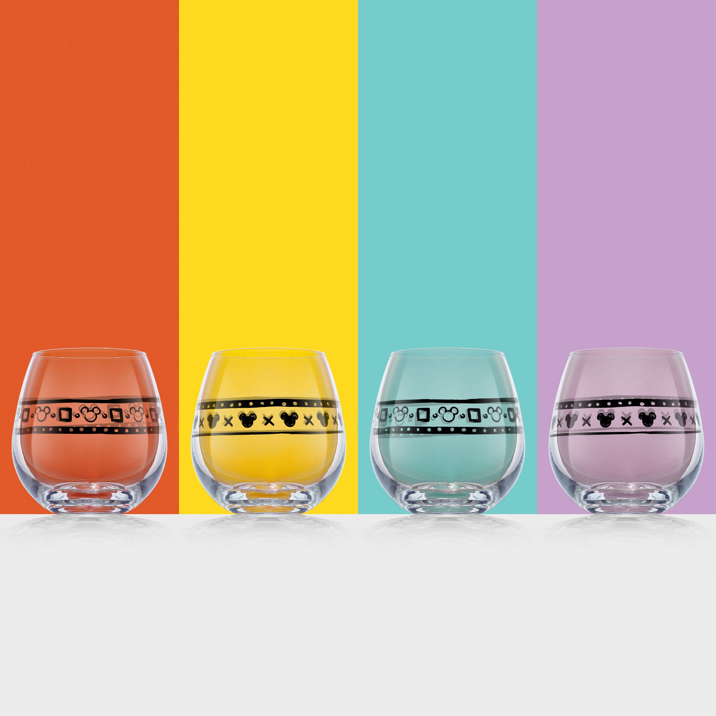 disney-mickey-mouse-geo-picnic-stemless-wine-glasses-set-of-4-15-oz image 2