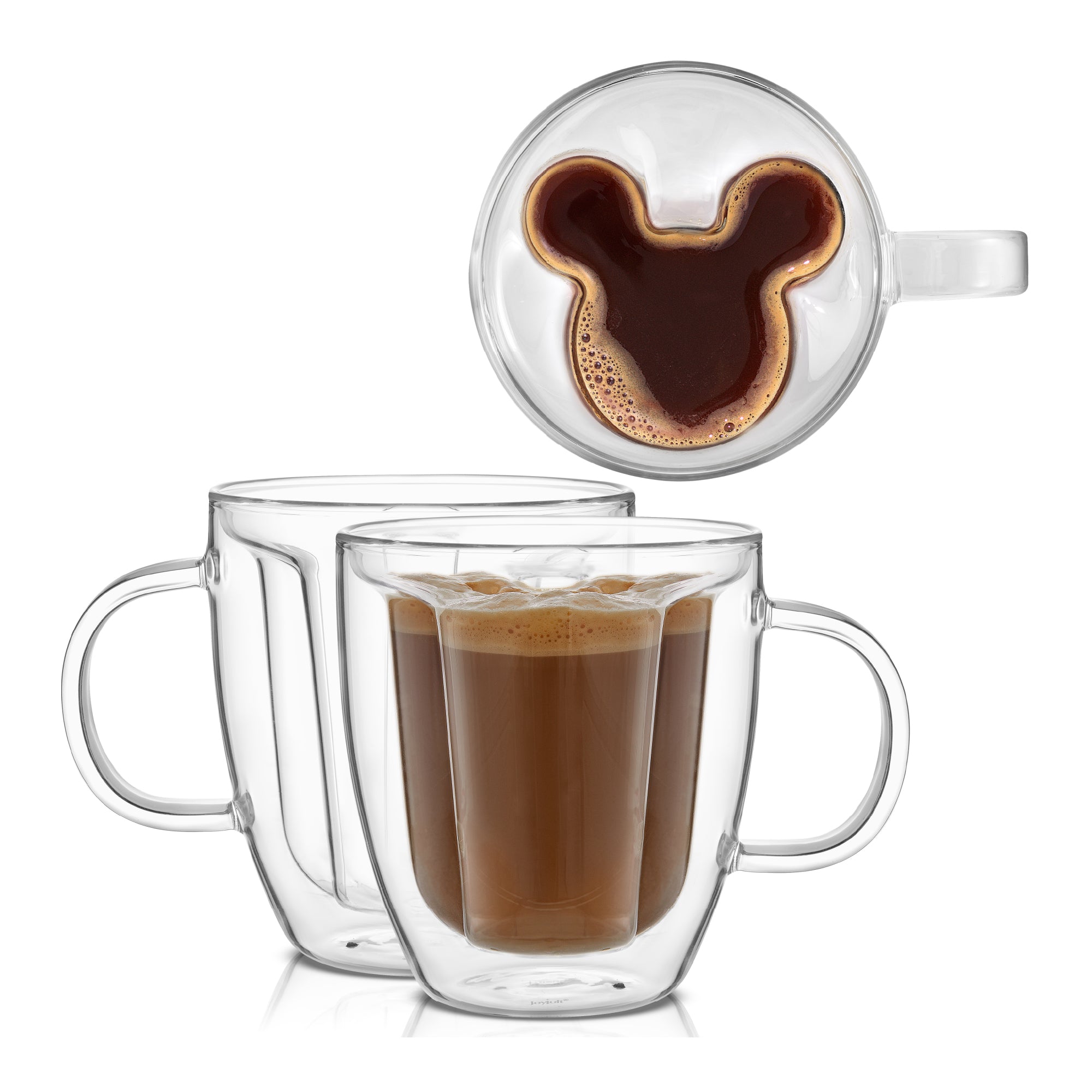 joyjolt-disney-mickey-mouse-3d-double-wall-glass-mugs-set-of-2-10-oz-insulated-c image 1