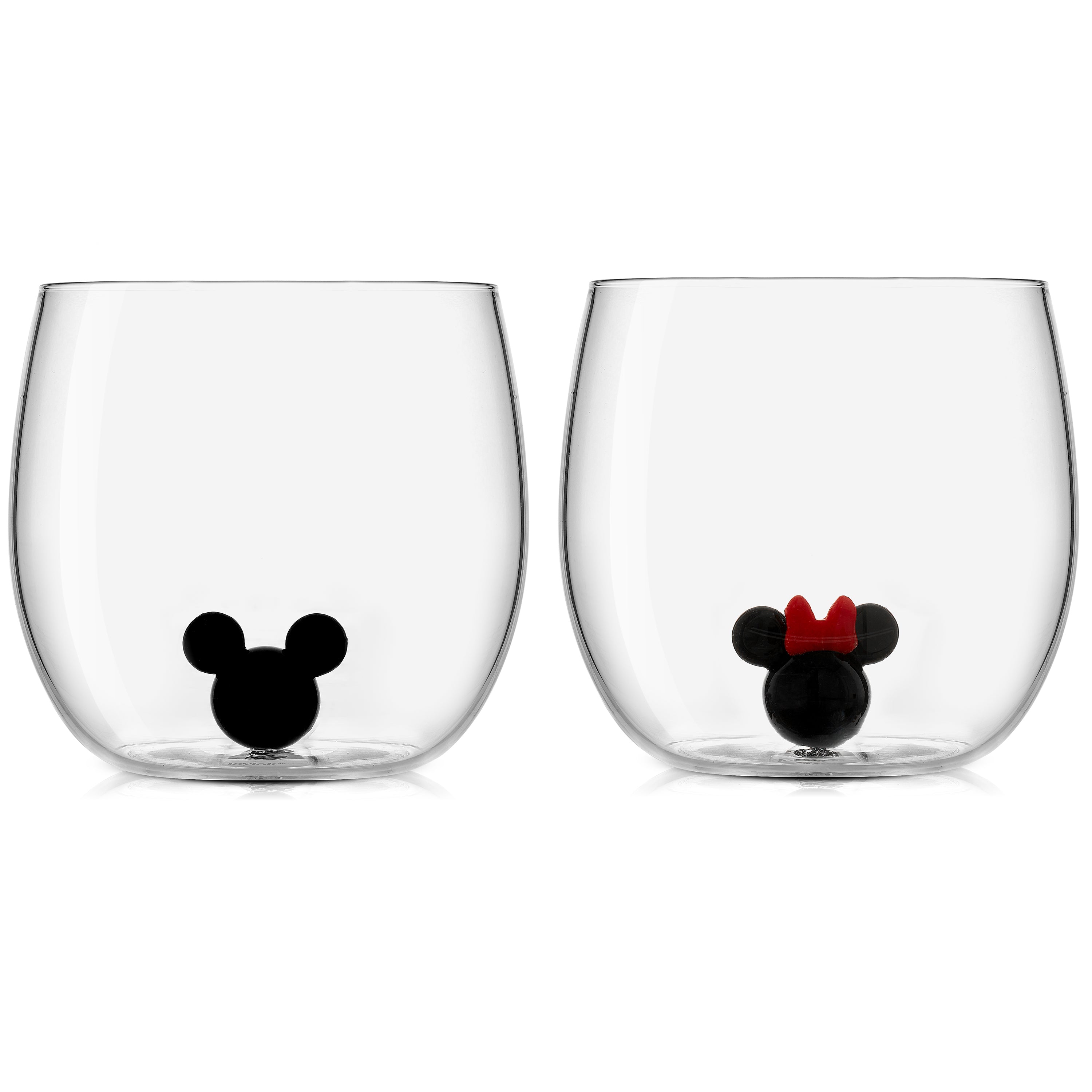 joyjolt-disney-mickey-minnie-3d-icon-short-glass-set-2-glasses-13-3-oz-each image 1