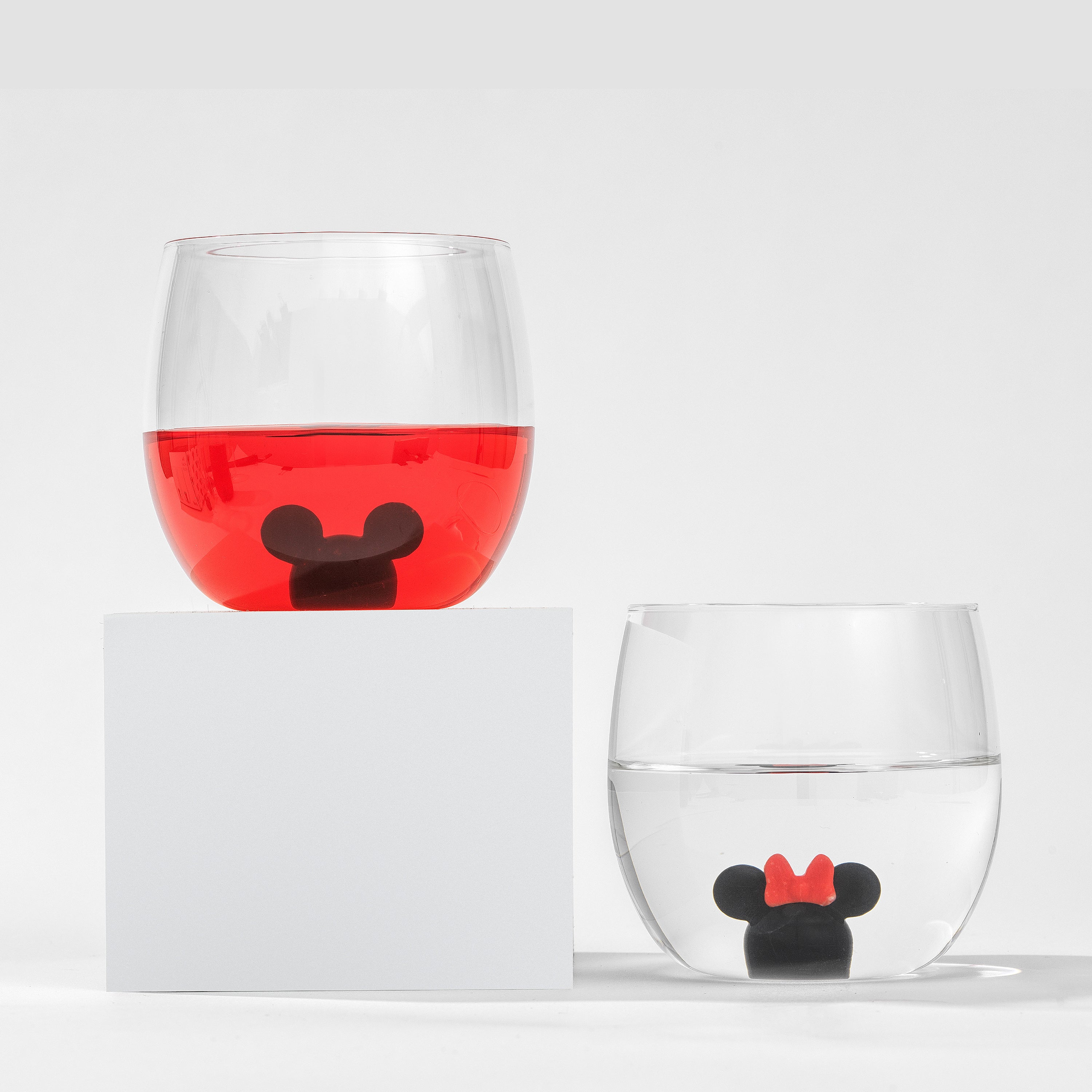 joyjolt-disney-mickey-minnie-3d-icon-short-glass-set-2-glasses-13-3-oz-each image 2