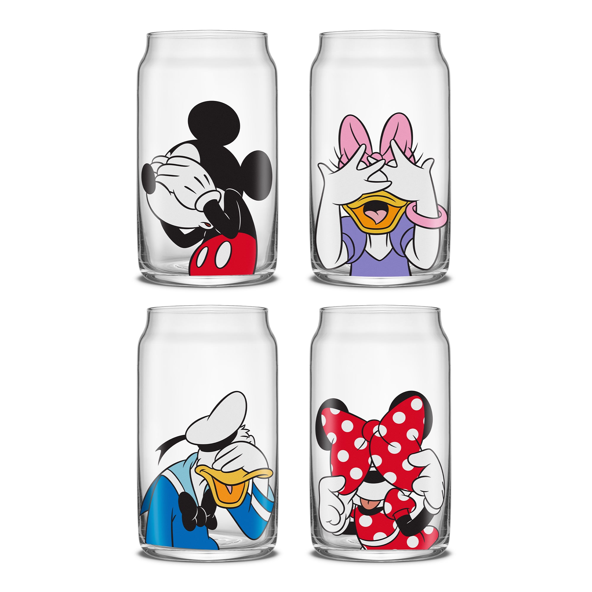 joyjolt-disney-mickey-mouse-friends-peek-a-boo-tumbler-glasses-set-of-4-14-oz-ea image 1