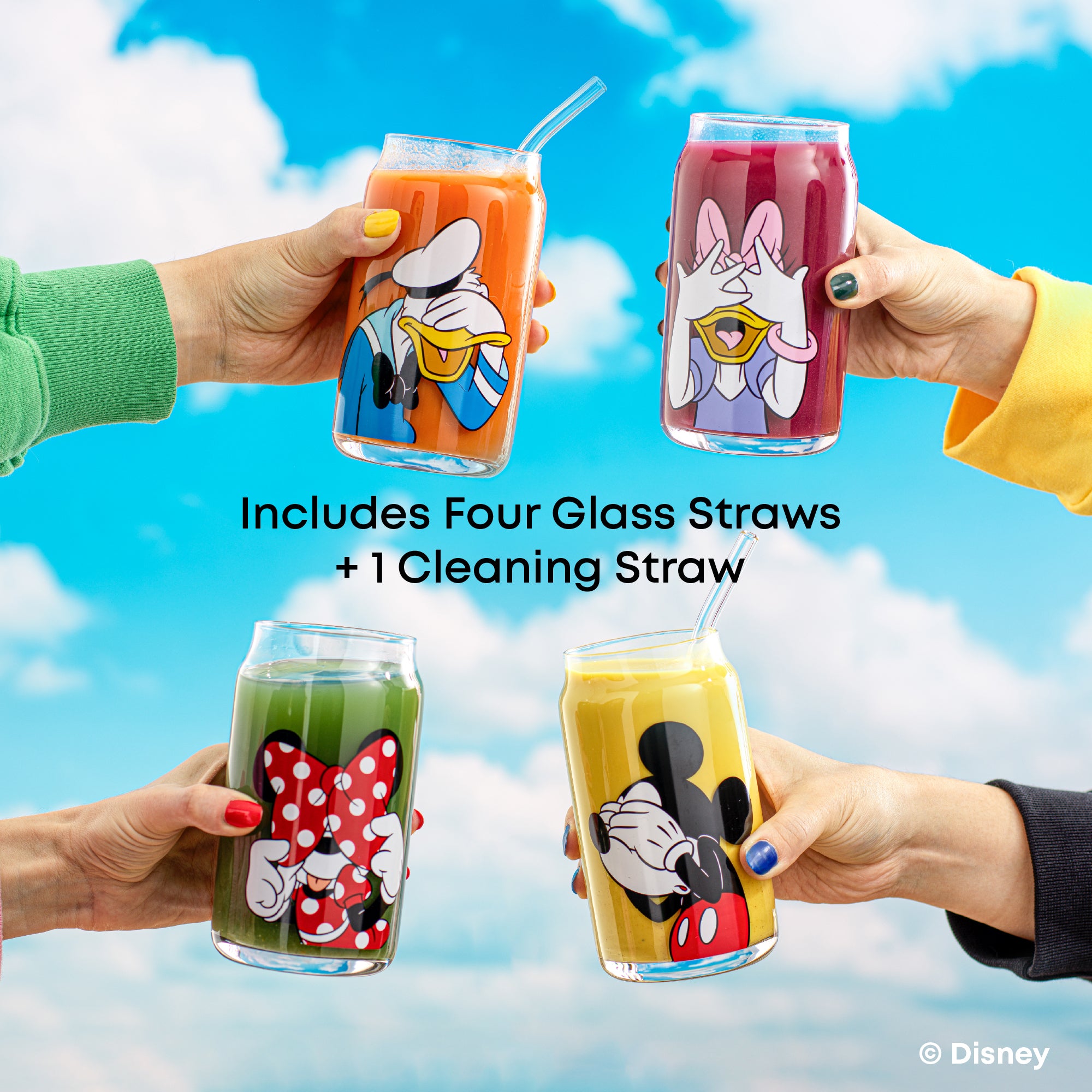 joyjolt-disney-mickey-mouse-friends-peek-a-boo-tumbler-glasses-set-of-4-14-oz-ea image 4