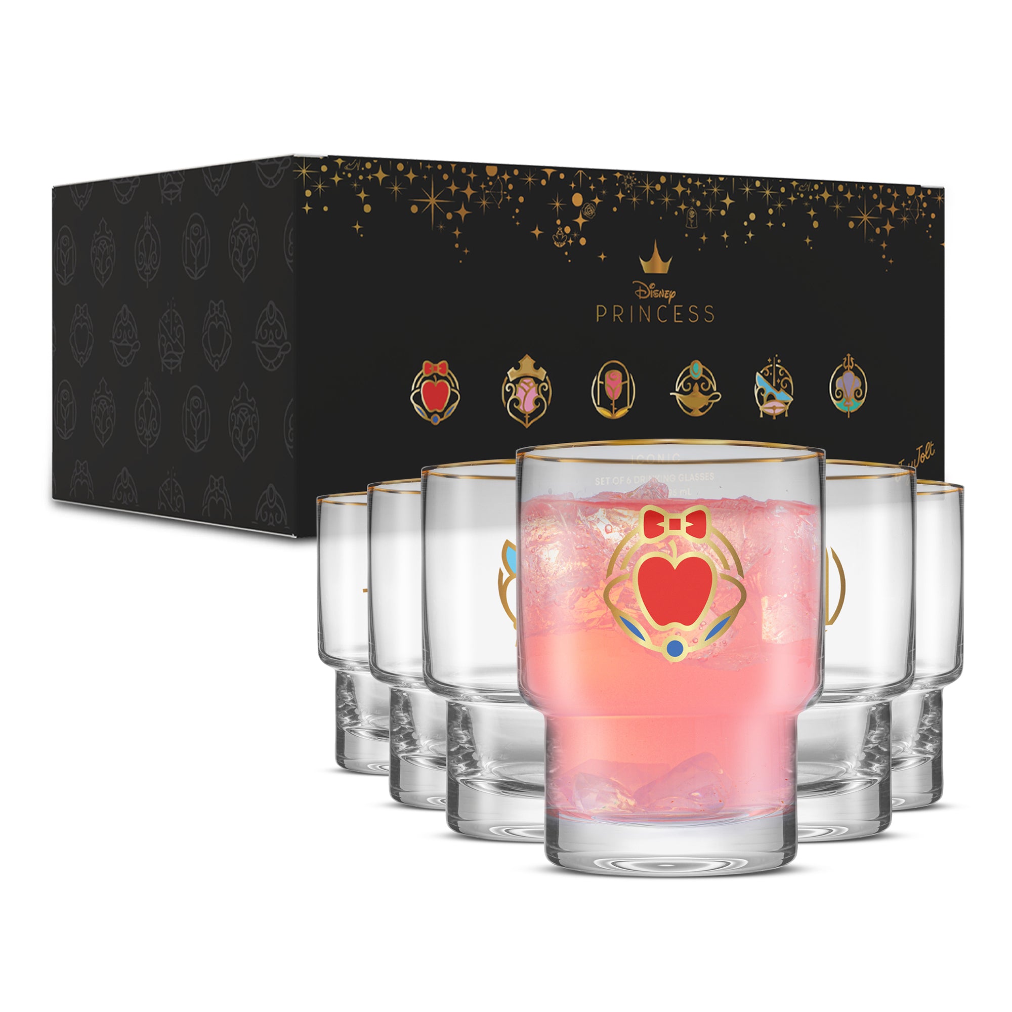 joyjolt-disney-princess-iconic-short-drinking-glasses-set-of-6-10-oz-borosilicat image 8