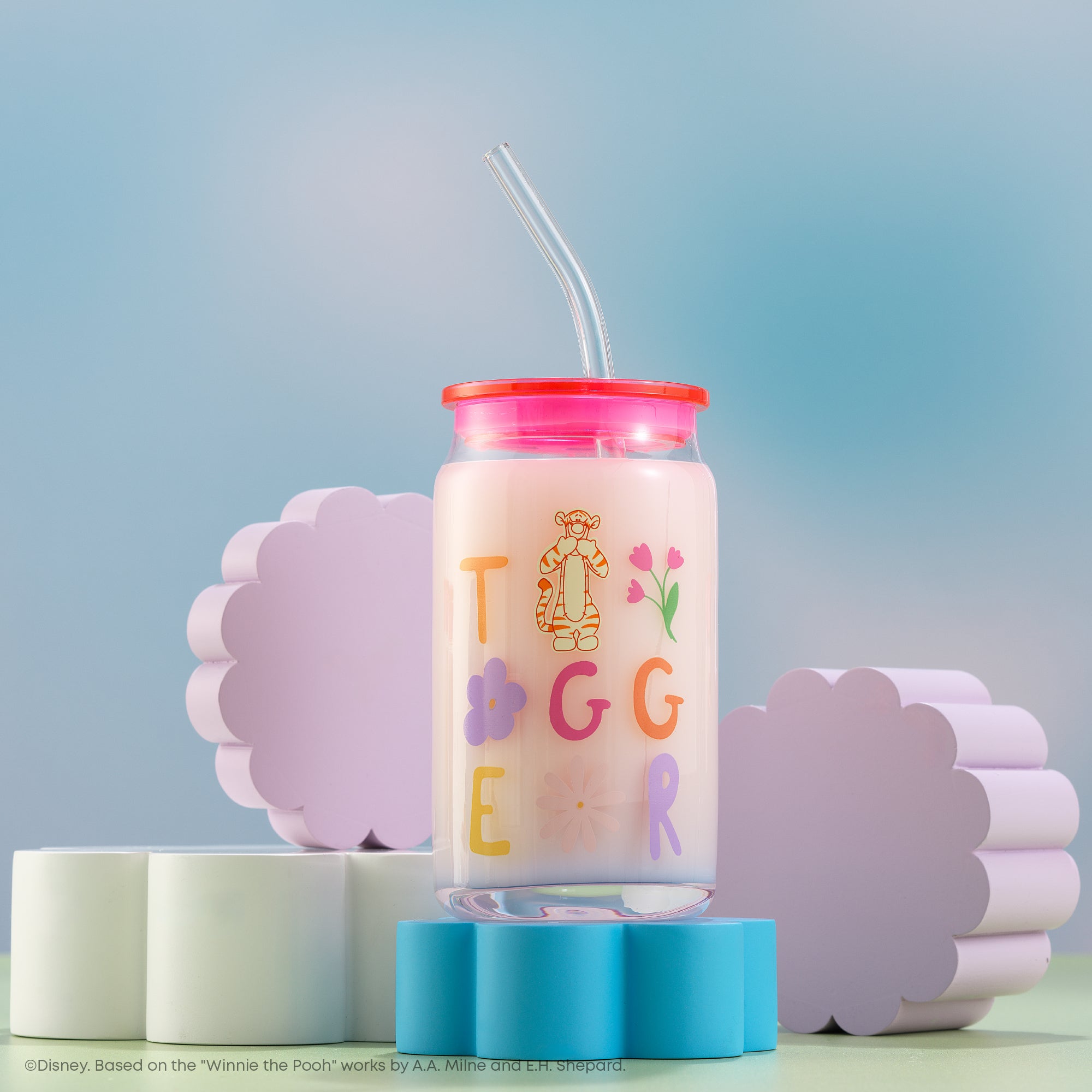joyjolt-disney-winnie-the-pooh-friends-flower-power-tumbler-glasses-set-of-4 image 7