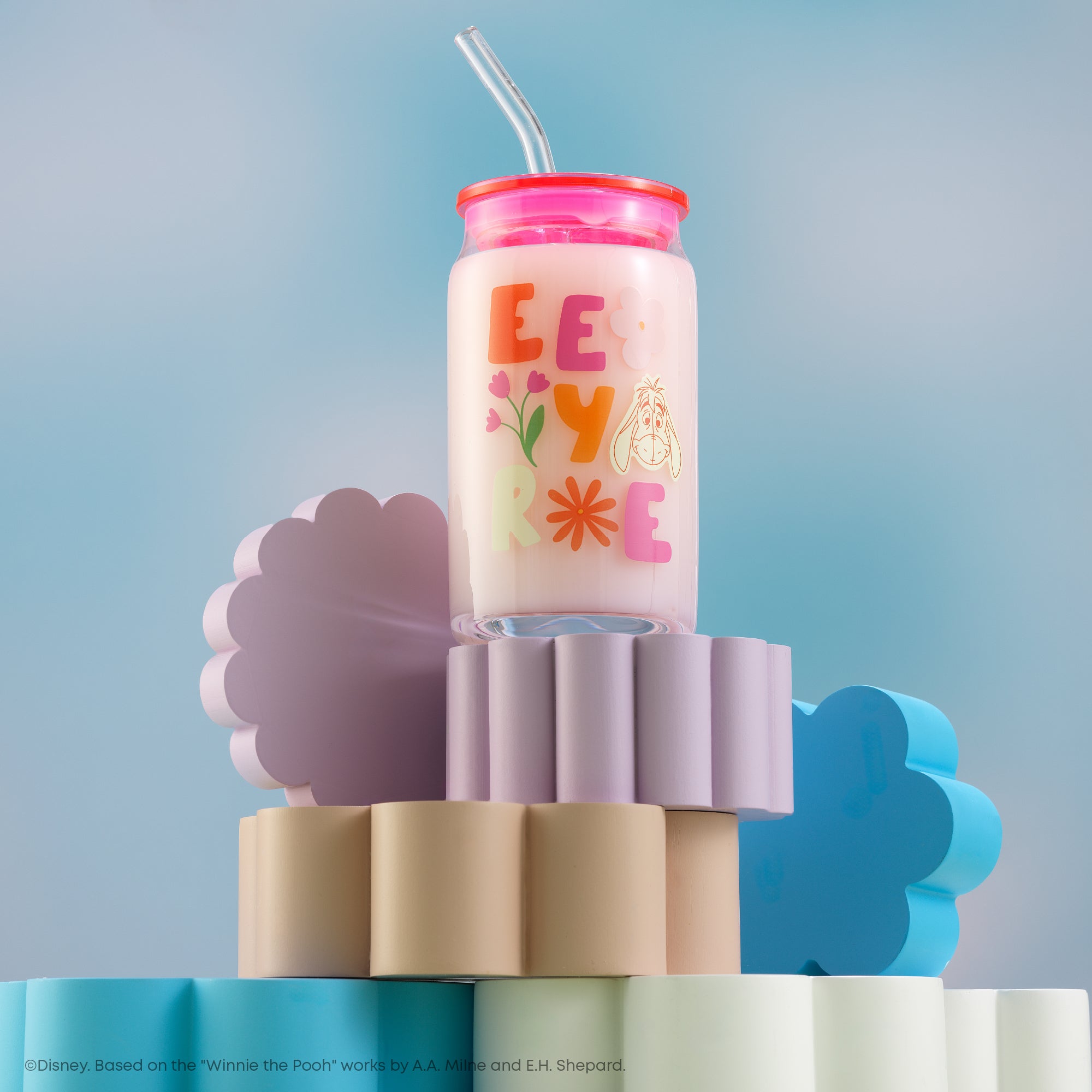 joyjolt-disney-winnie-the-pooh-friends-flower-power-tumbler-glasses-set-of-4 image 8