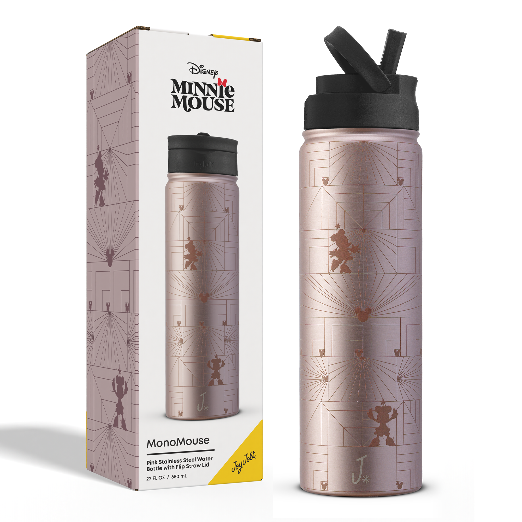 joyjolt-disney-minnie-mouse-monomouse-stainless-steel-water-bottle-22-oz-with-fl image 7