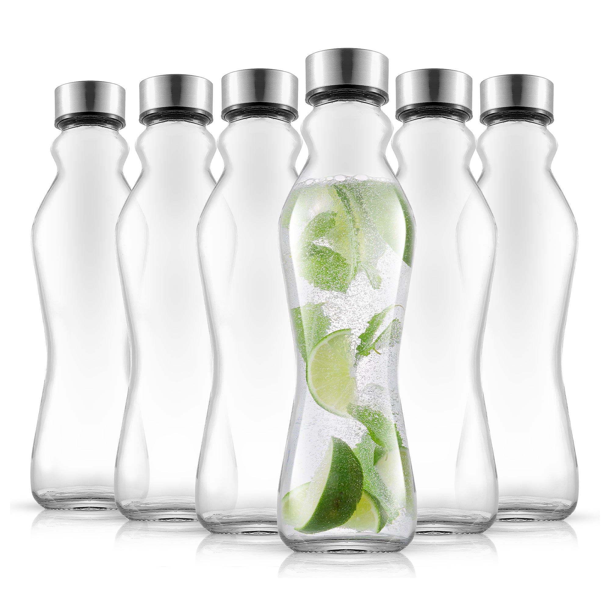 joyjolt-spring-glass-water-bottles-with-stainless-steel-cap-set-of-6 image 1