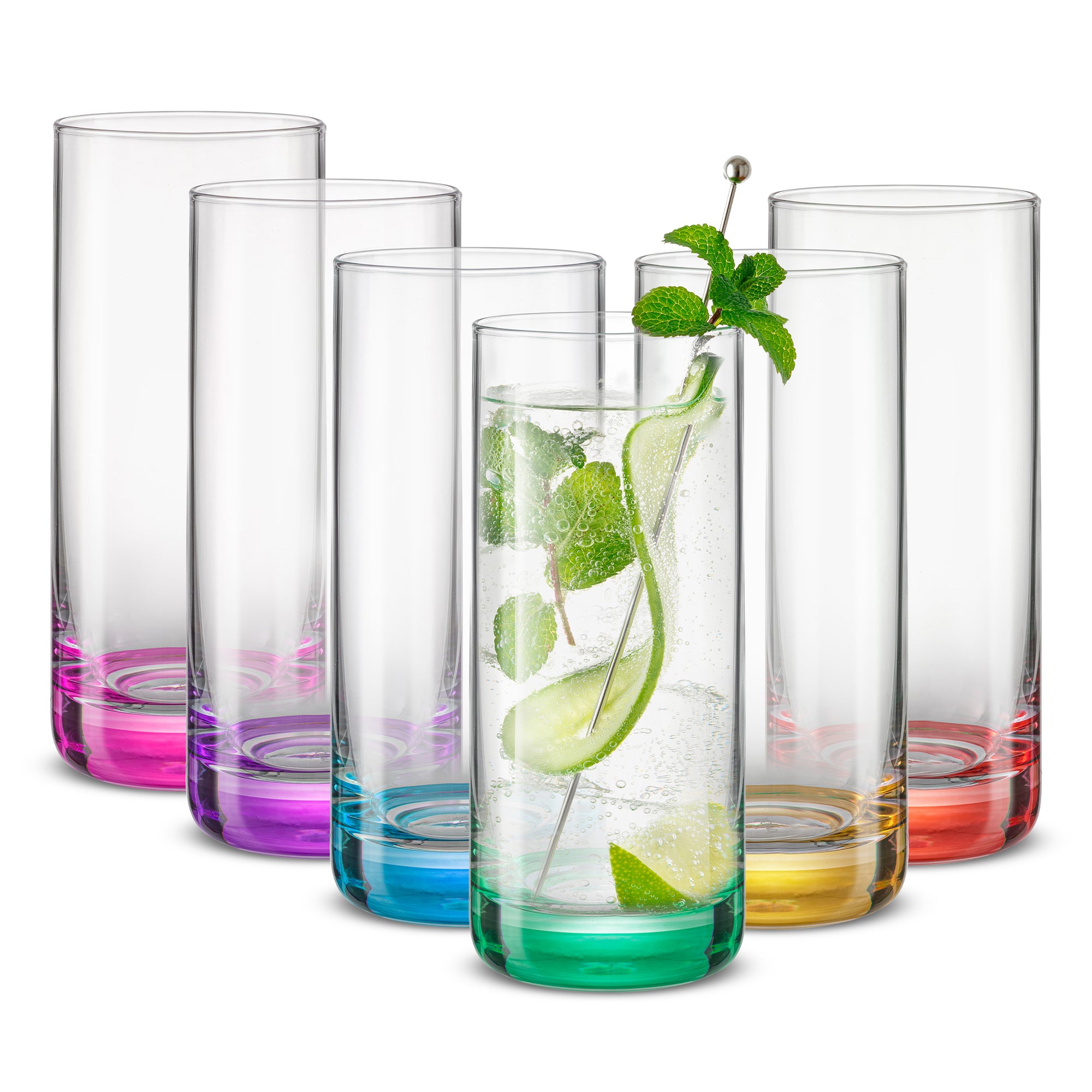 joyjolt-hue-highball-glasses-set-of-6-colorful-drinkware image 1