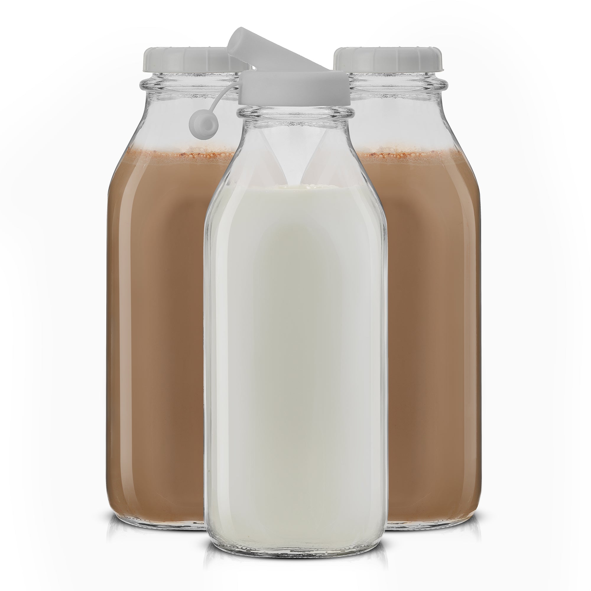 reusable-glass-milk-bottle-set-with-lid-pourer image 1