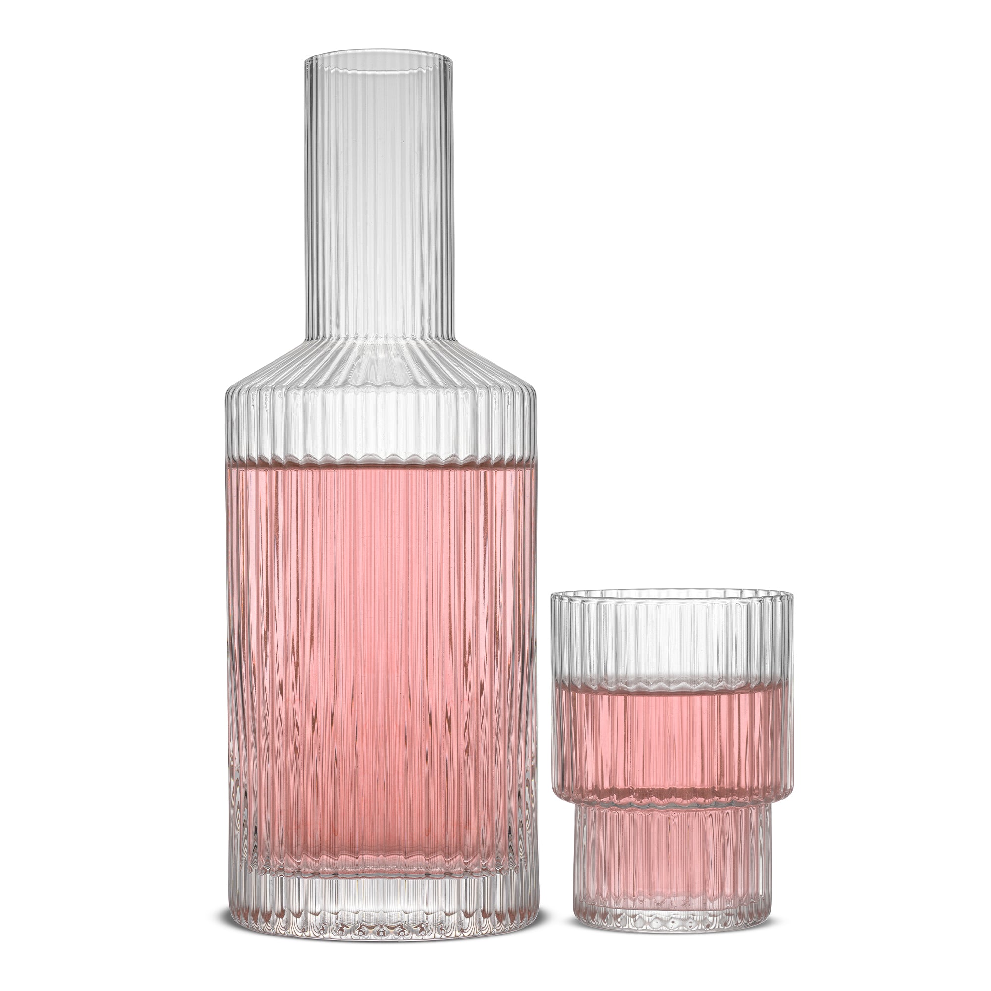 joyjolt-elle-fluted-bedside-decanter-set-26-oz-carafe-7-oz-glass image 1