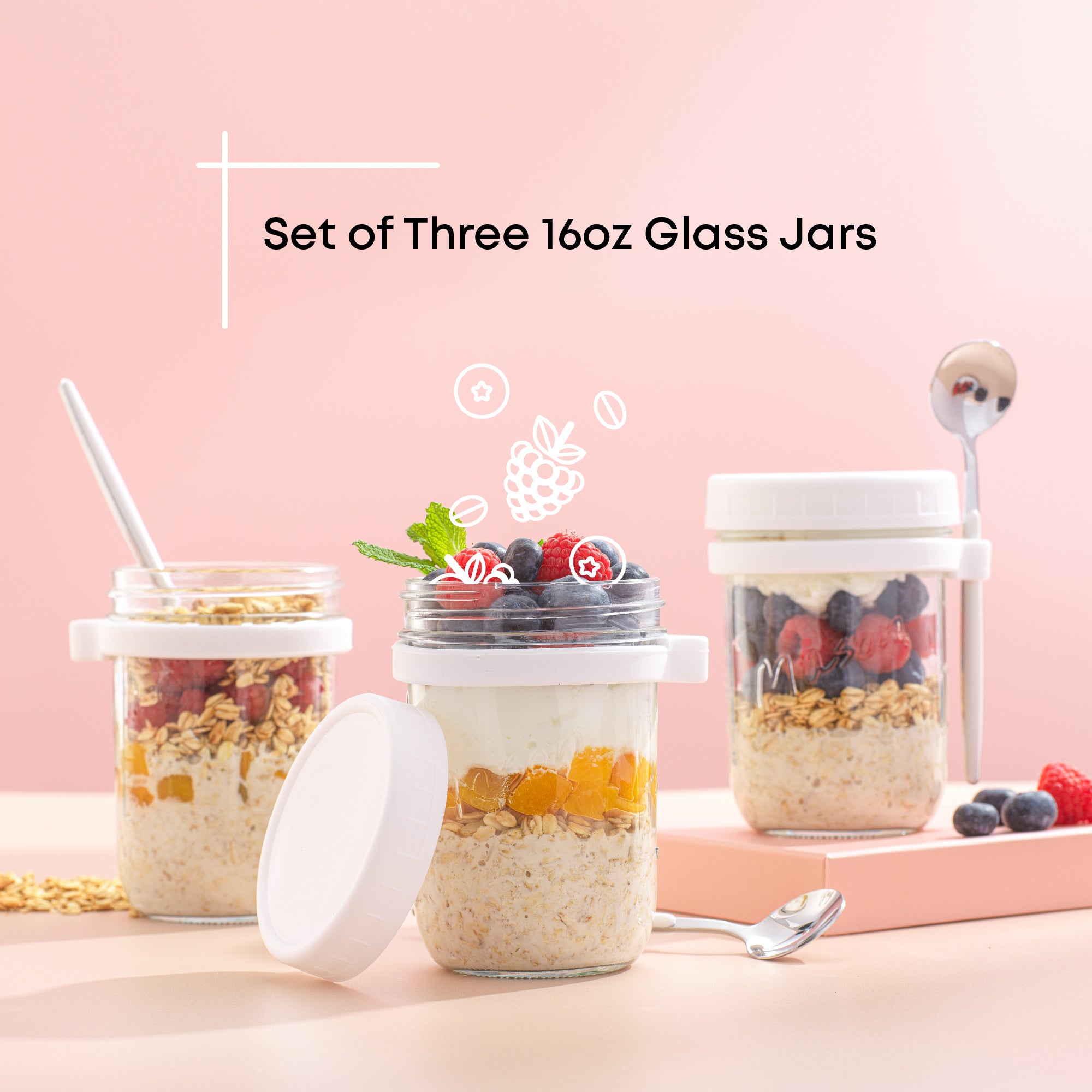 joyjolt-dawn-3-piece-overnight-oats-glass-container-set-with-spoons image 3