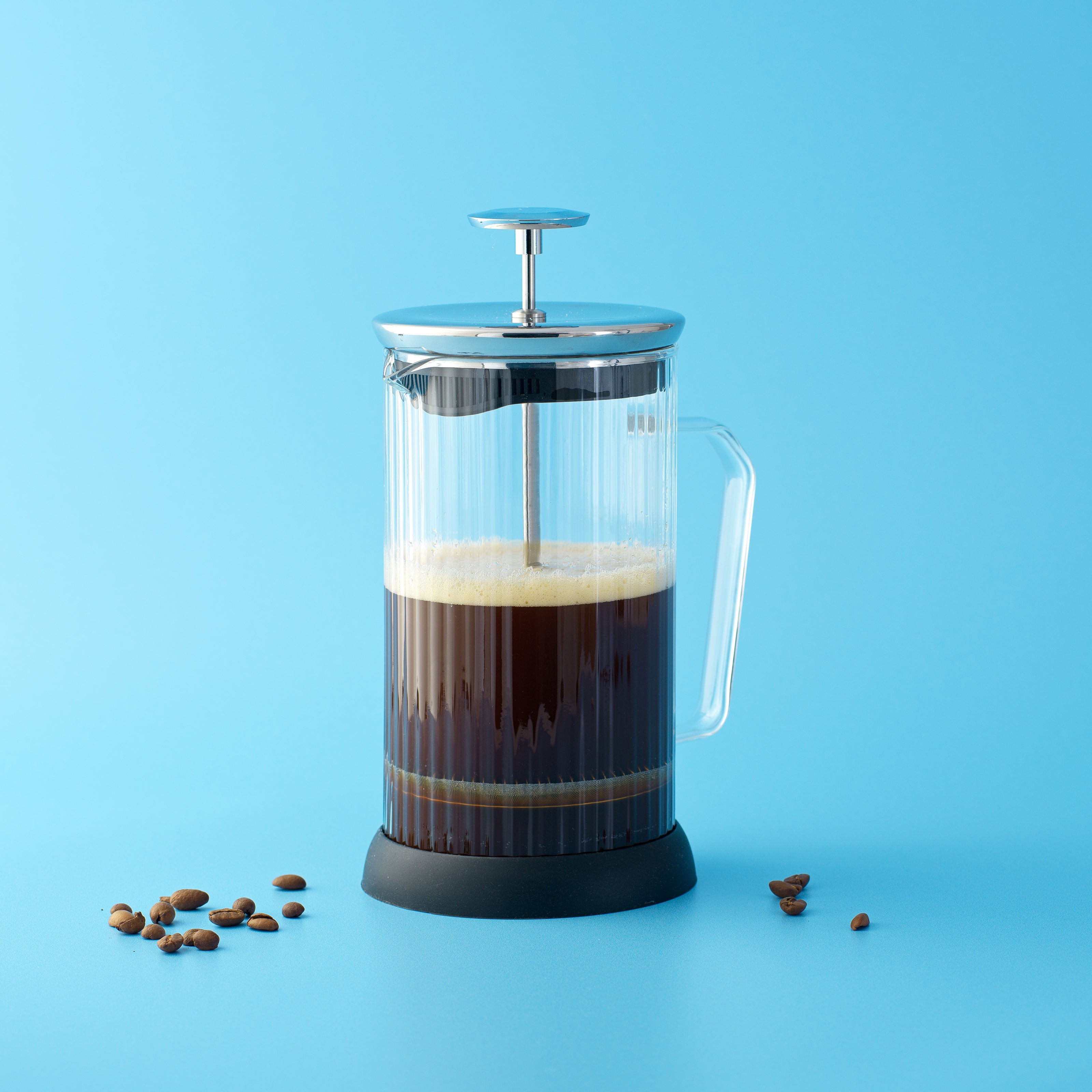 joyjolt-fluted-french-press-33-8-oz-borosilicate-glass-coffee-maker-with-stainle image 2