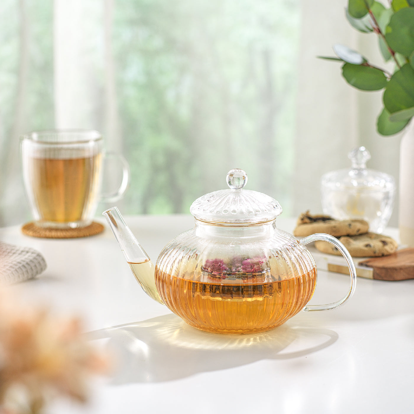 joyjolt-fluted-glass-tea-kettle-double-wall-mug-set-stovetop-safe-with-infuser image 4