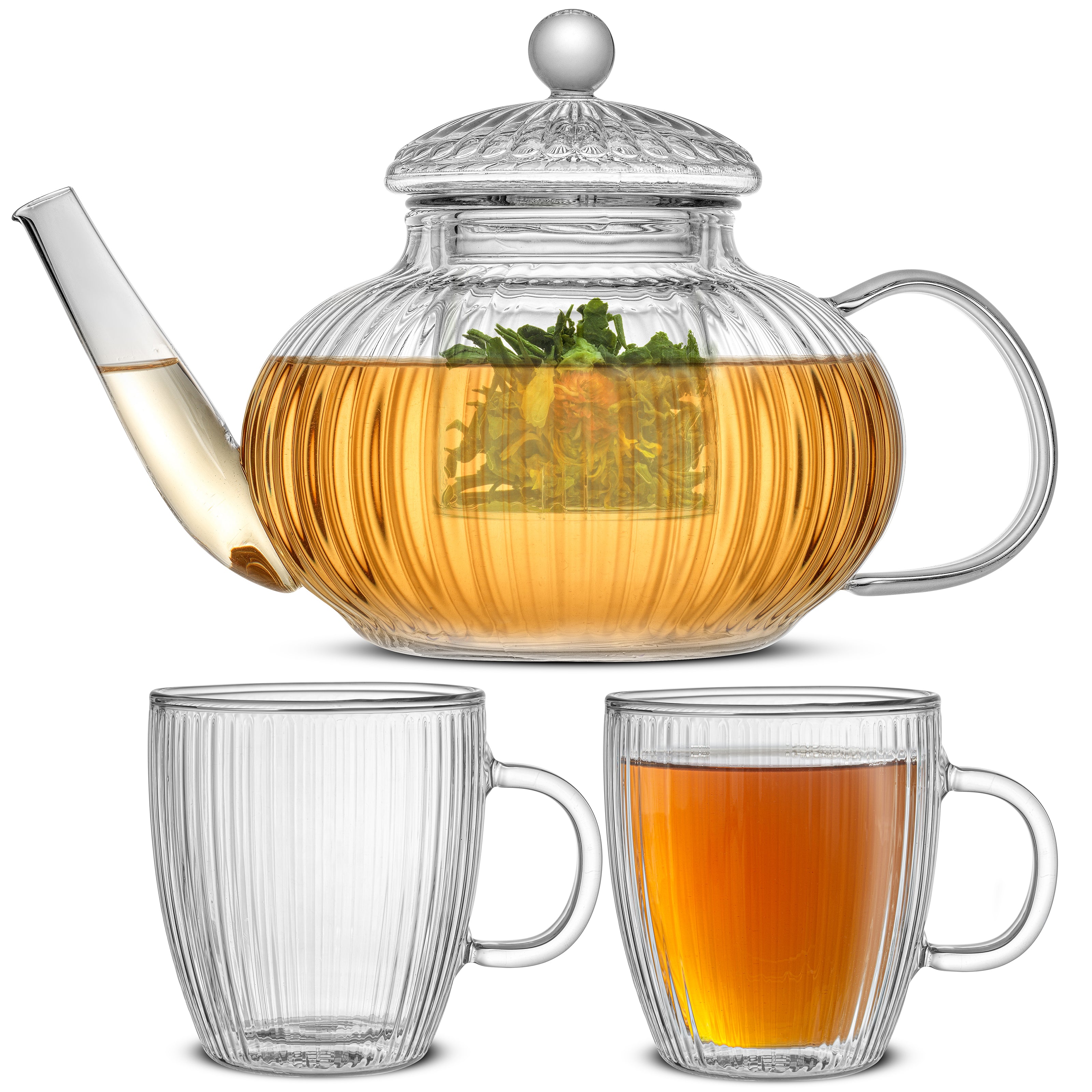 joyjolt-fluted-glass-tea-kettle-double-wall-mug-set-stovetop-safe-with-infuser image 1