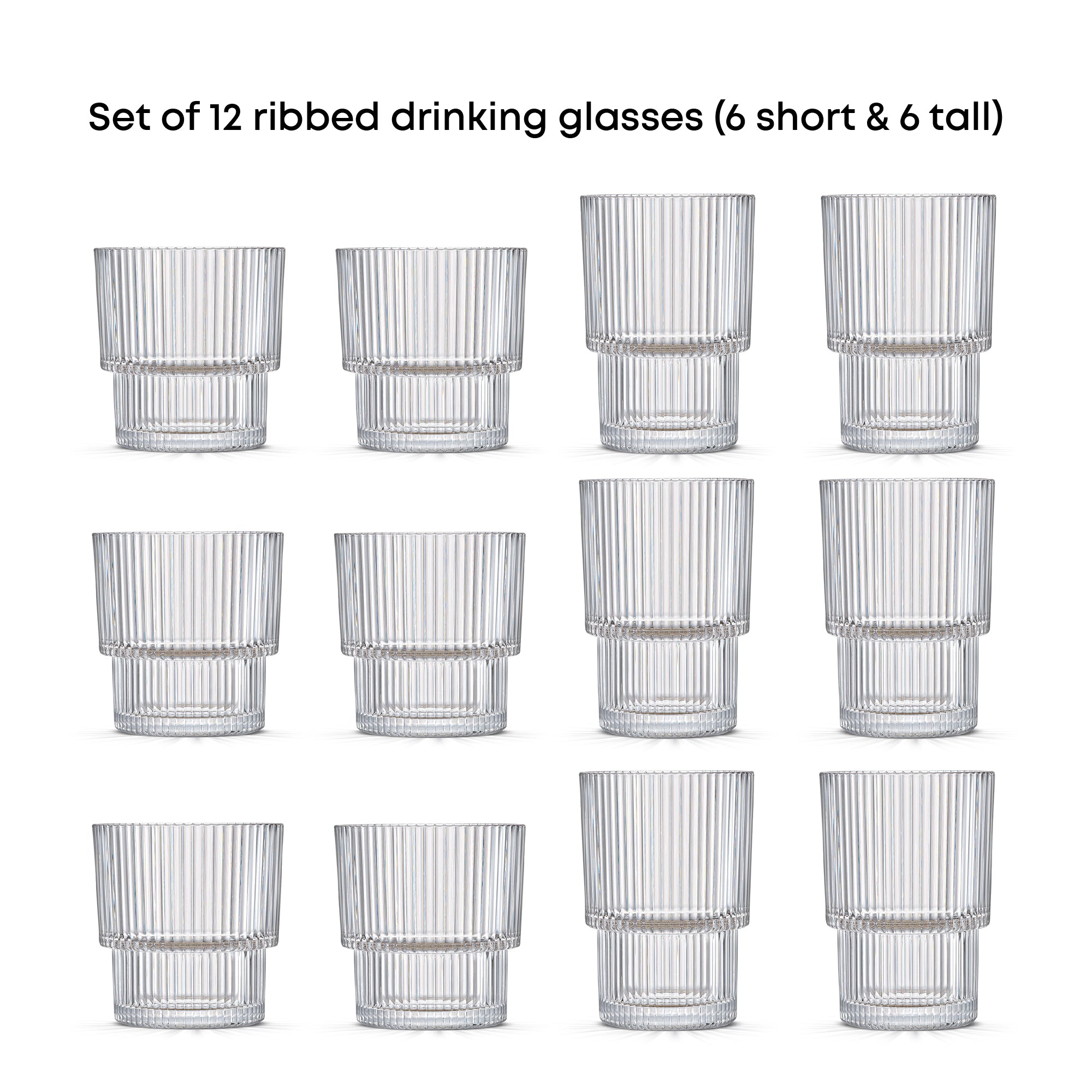 joyjolt-bloom-ribbed-drinking-glasses-set-of-12 image 5