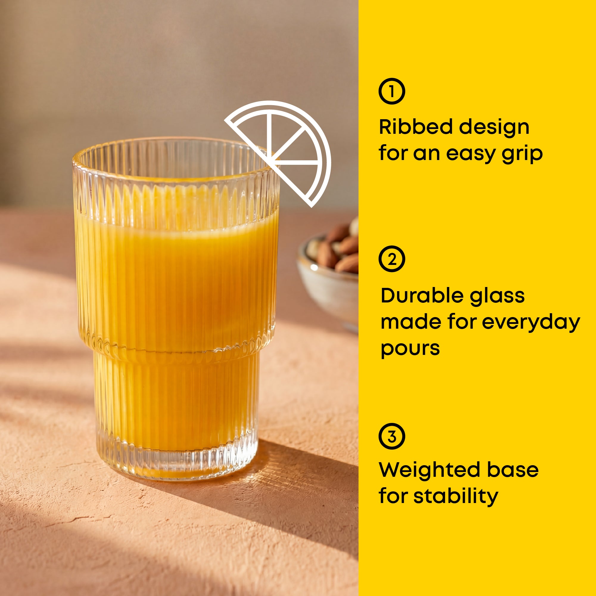 joyjolt-bloom-ribbed-drinking-glasses-set-of-12 image 3