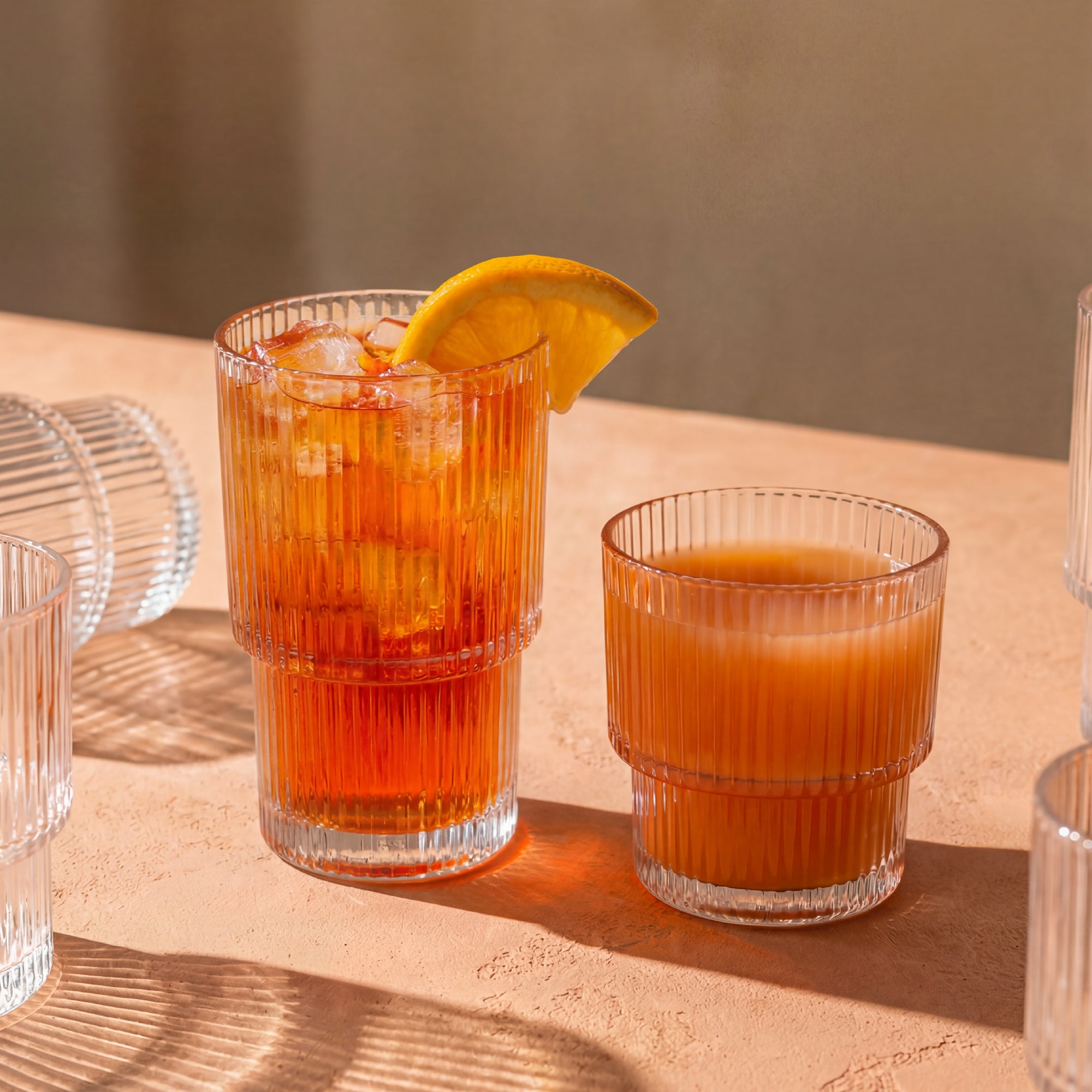 joyjolt-bloom-ribbed-drinking-glasses-set-of-12 image 2