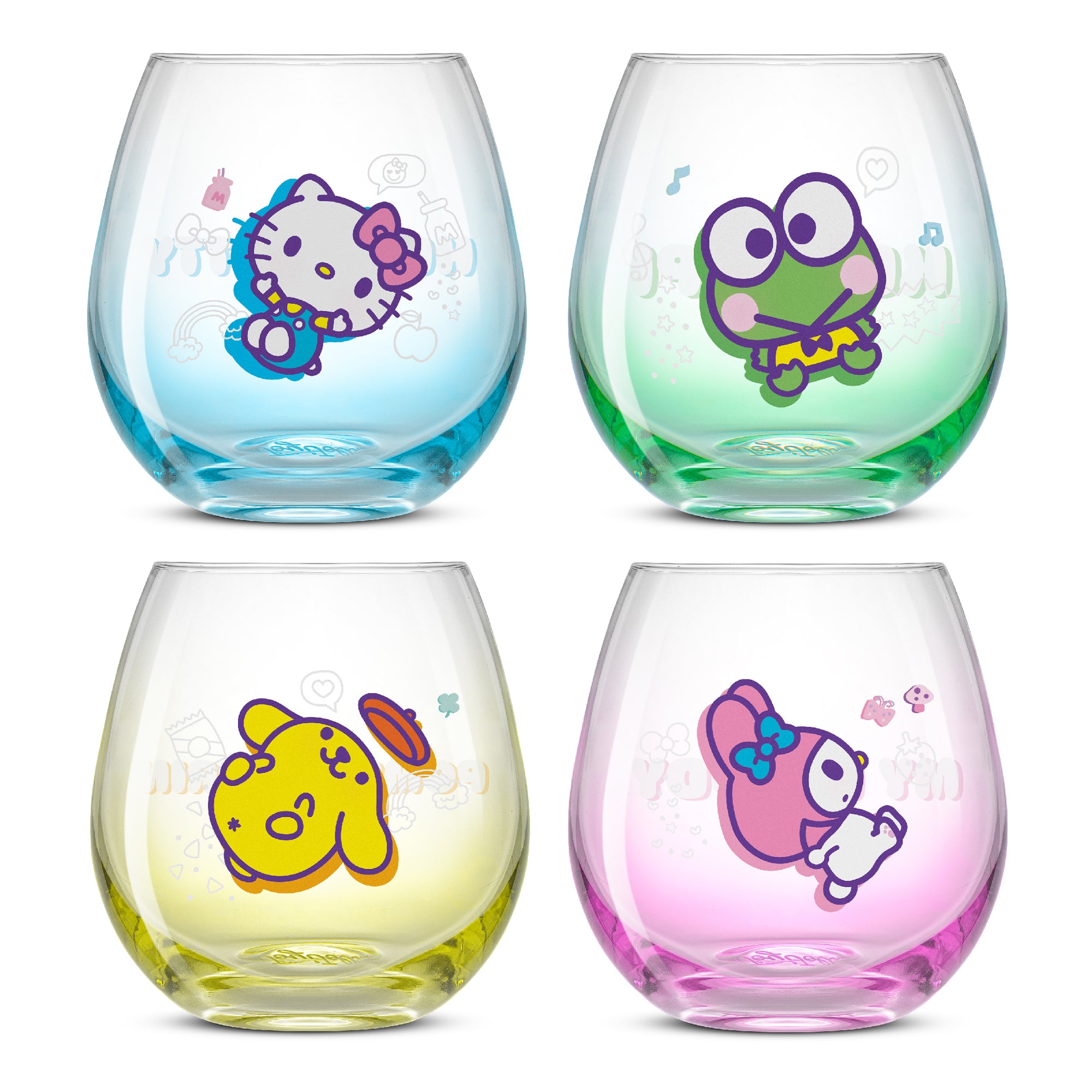 joyjolt-hello-kitty-and-friends-above-the-clouds-stemless-drinking-glasses-set-o image 1