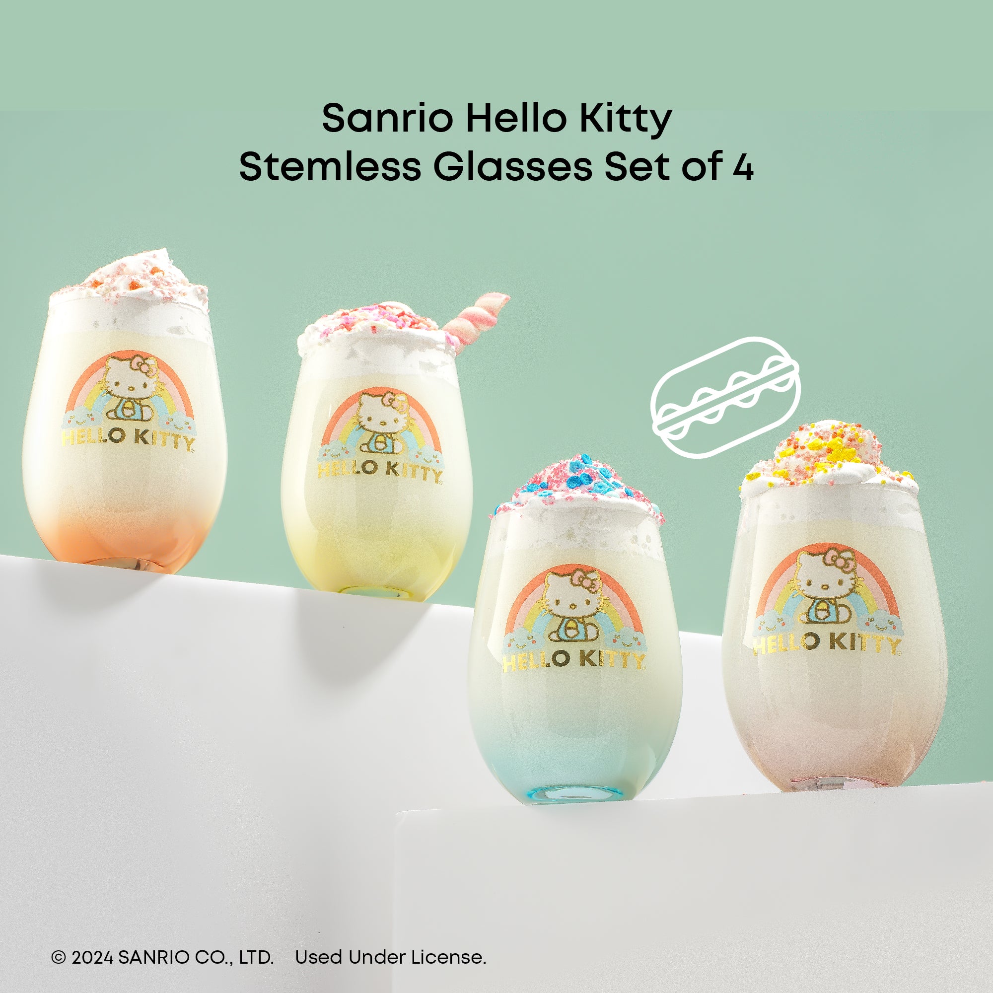 joyjolt-x-hello-kitty-sweet-rainbow-stemless-drinking-glasses-set-of-4 image 3