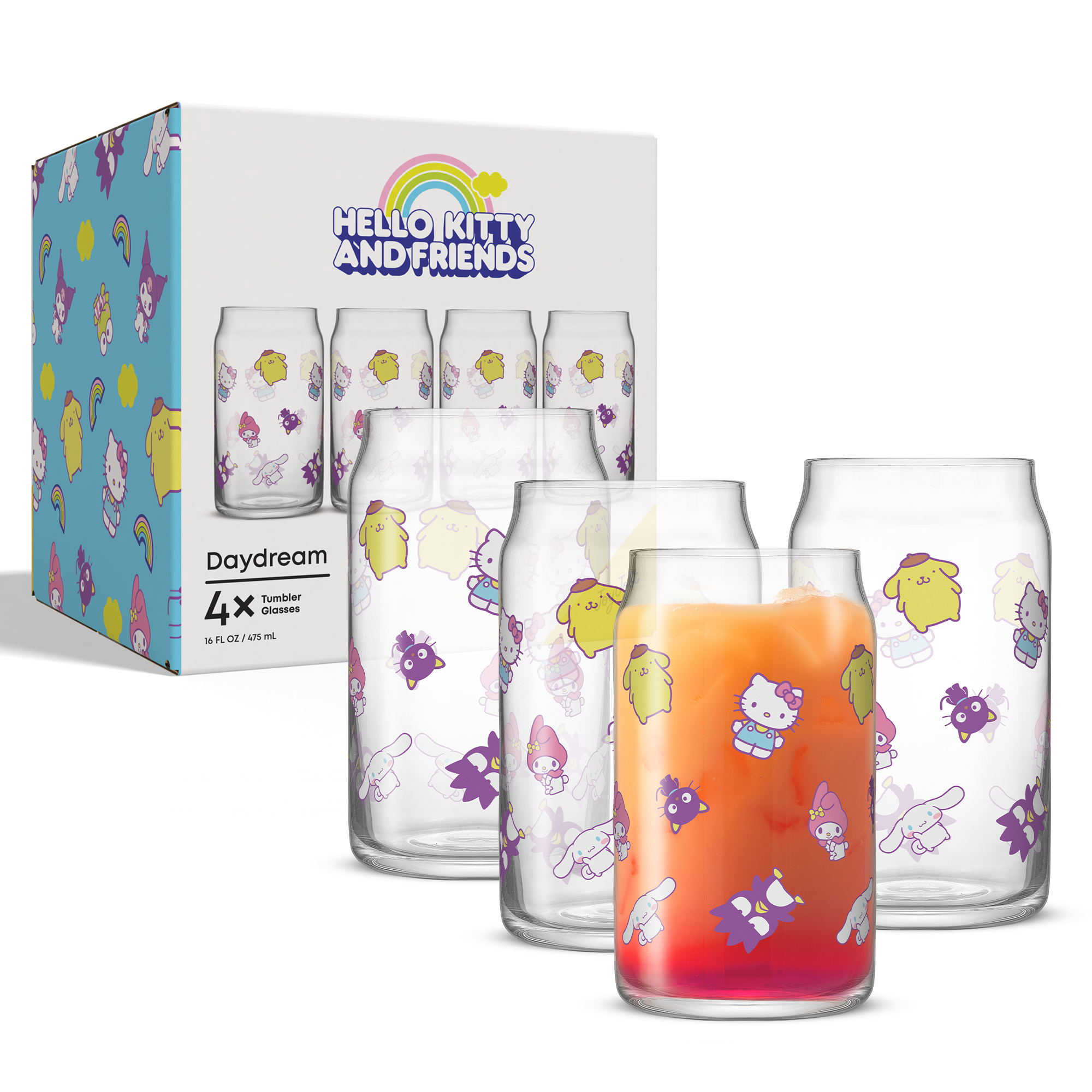 joyjolt-hello-kitty-friends-daydream-tumbler-glasses-set-of-4 image 6