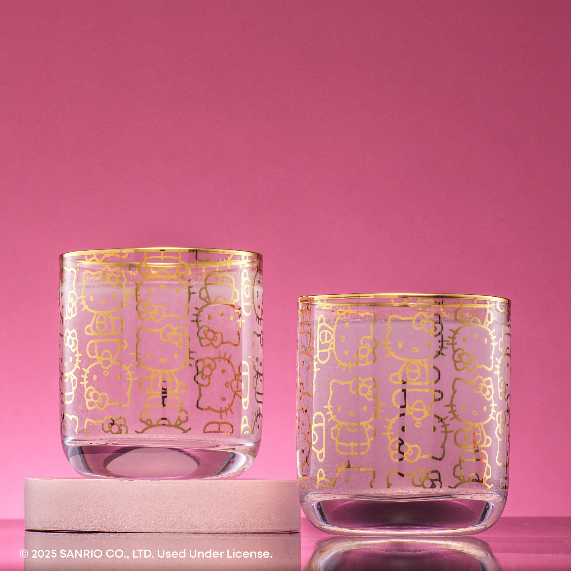 joyjolt-hello-kitty-charmed-short-glasses-set-of-2-10-oz-each image 2