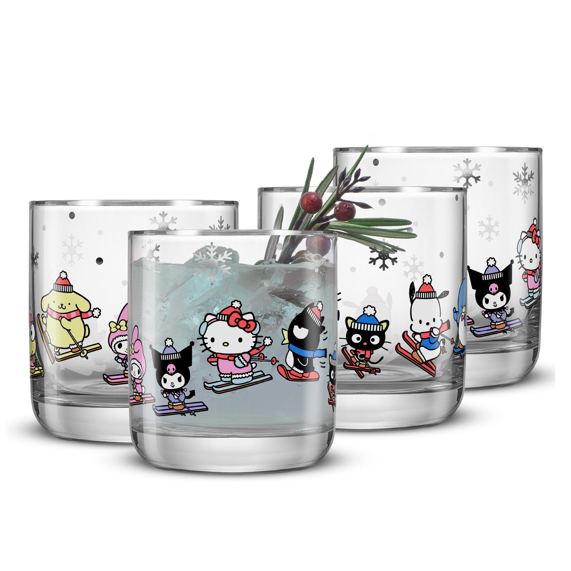 joyjolt-hello-kitty-and-friends-winter-wonderland-short-glasses-set-of-4 image 1