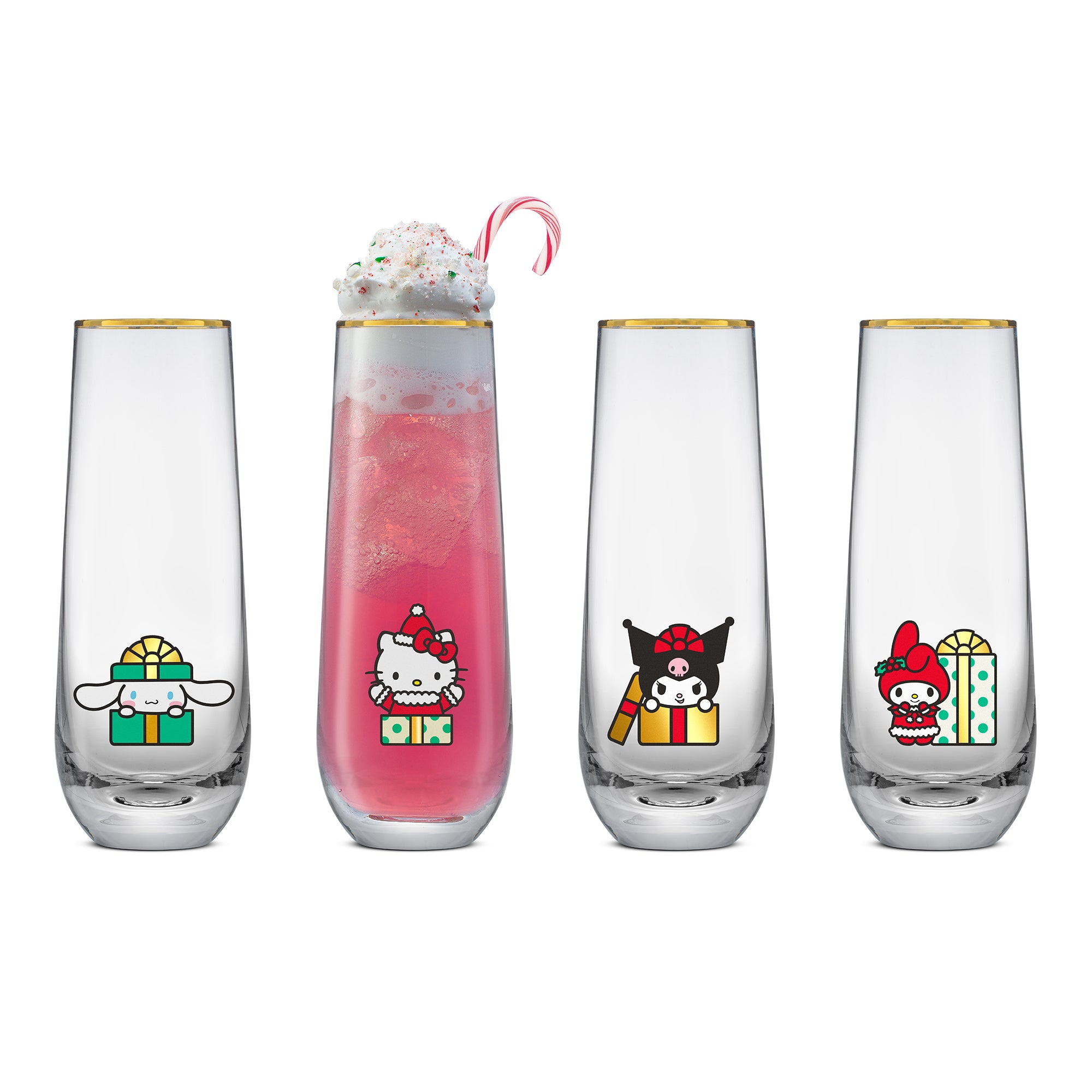 joyjolt-hello-kitty-and-friends-holiday-stemless-flutes-set-of-4 image 8