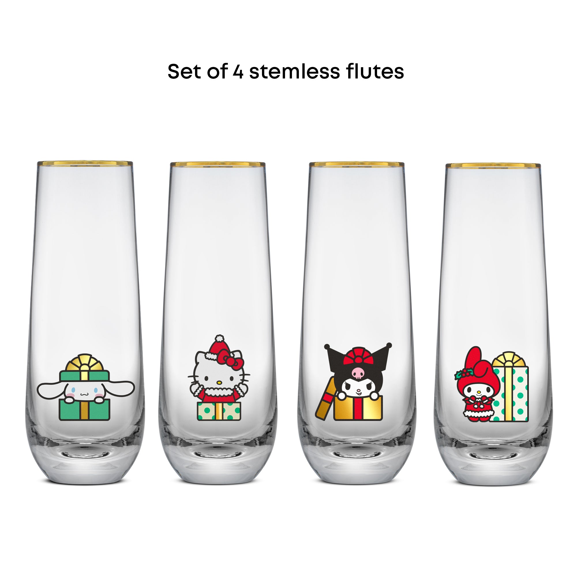 joyjolt-hello-kitty-and-friends-holiday-stemless-flutes-set-of-4 image 6