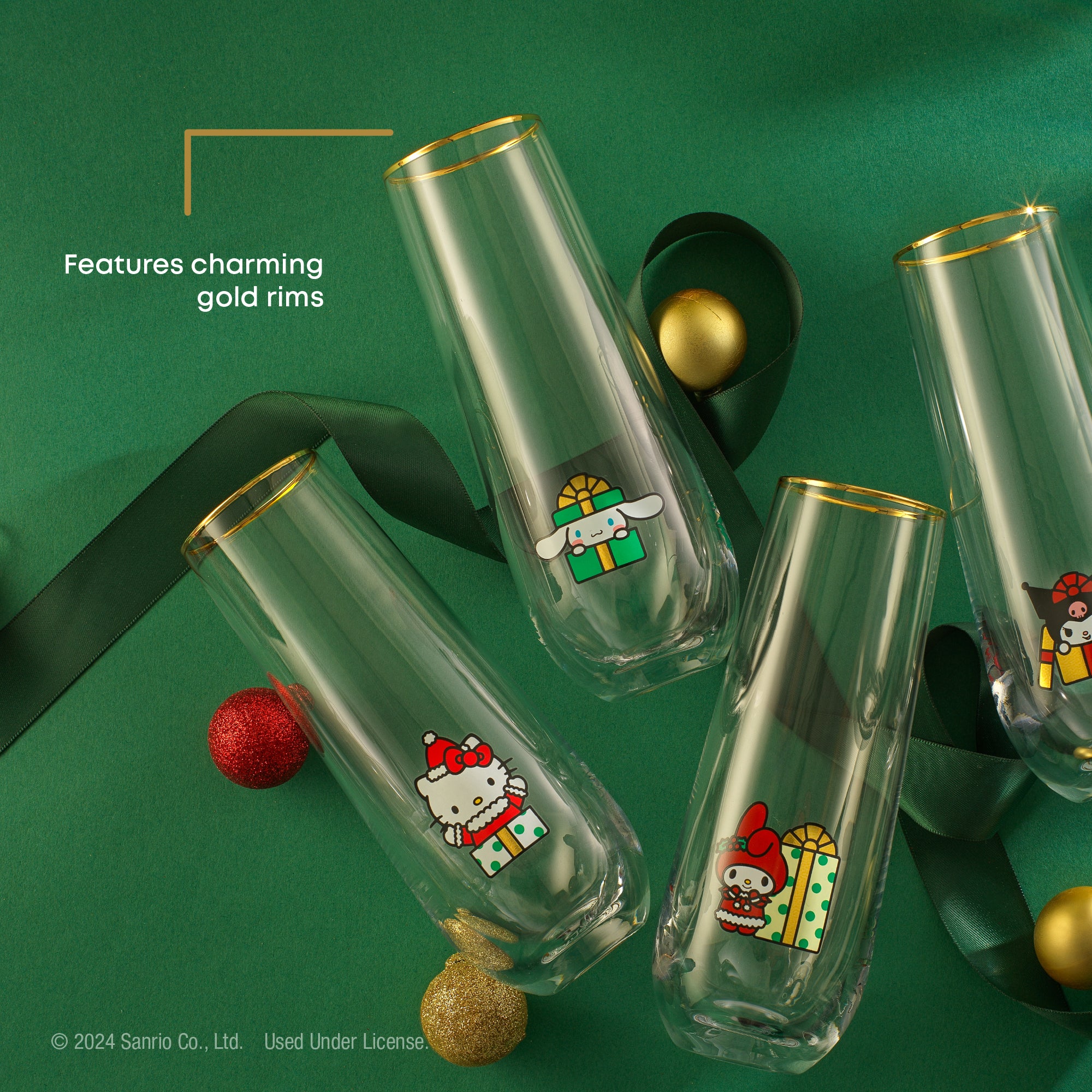 joyjolt-hello-kitty-and-friends-holiday-stemless-flutes-set-of-4 image 4