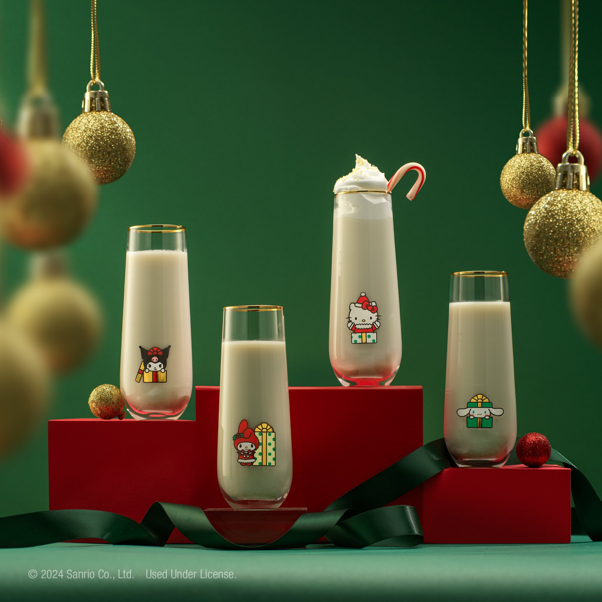 joyjolt-hello-kitty-and-friends-holiday-stemless-flutes-set-of-4 image 2
