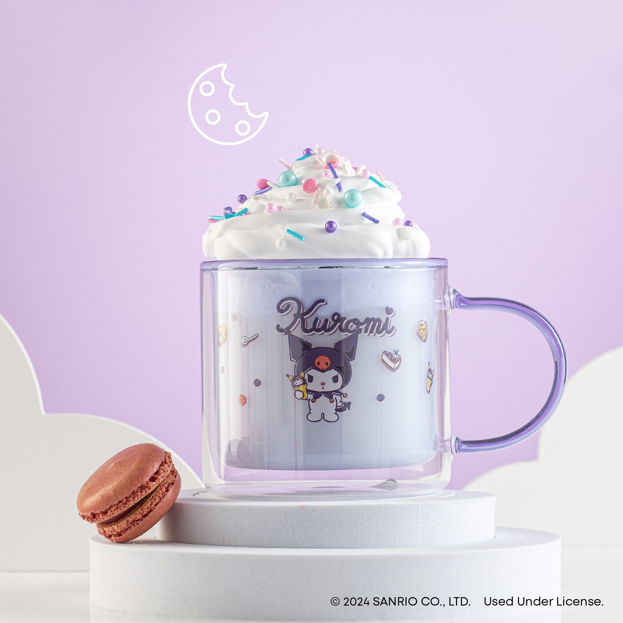 joyjolt-sanrio-kuromi-double-wall-coffee-mug-13-5-oz-borosilicate-glass image 2