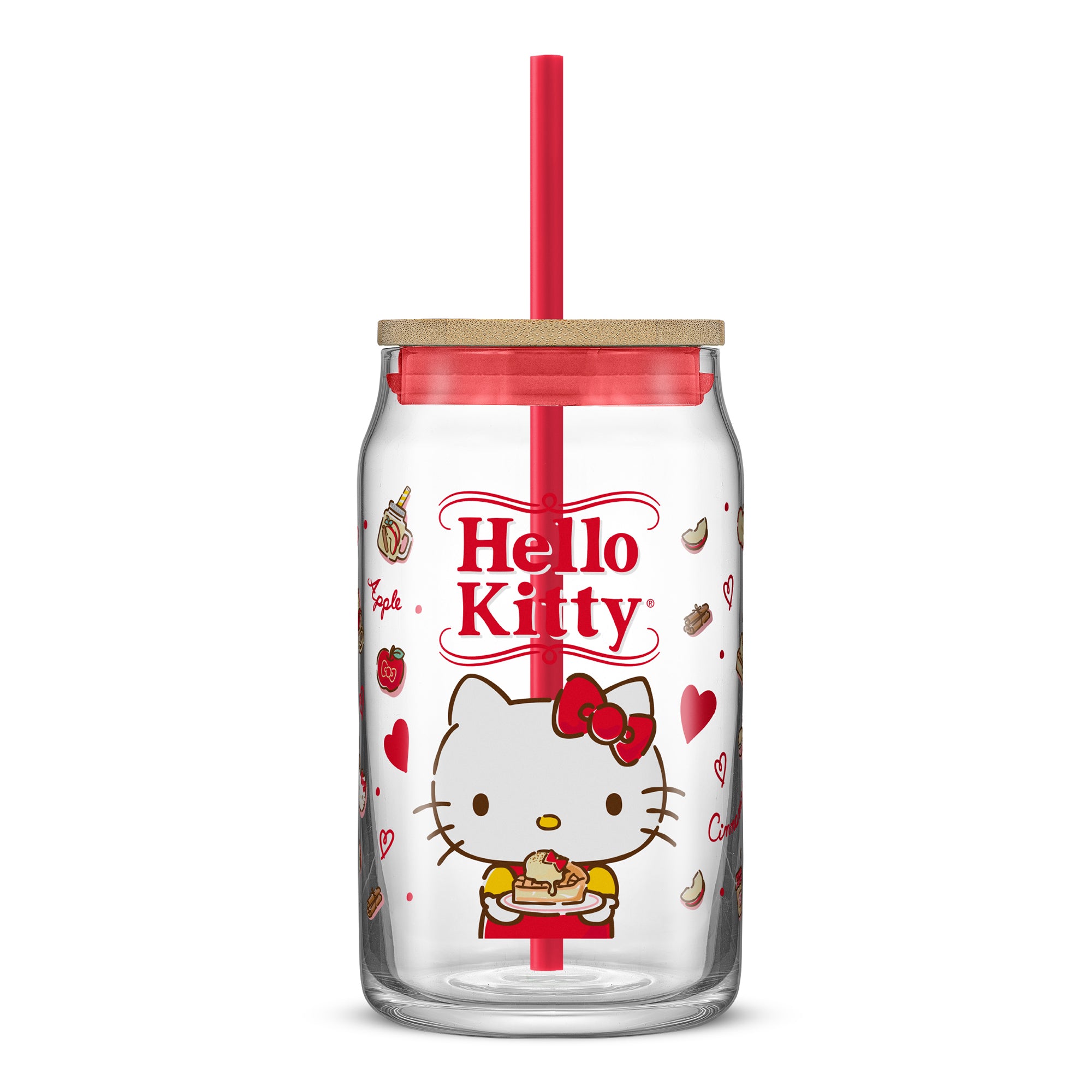 joyjolt-hello-kitty-favorite-flavor-glass-tumbler-with-bamboo-lid-and-straw-16-o image 1