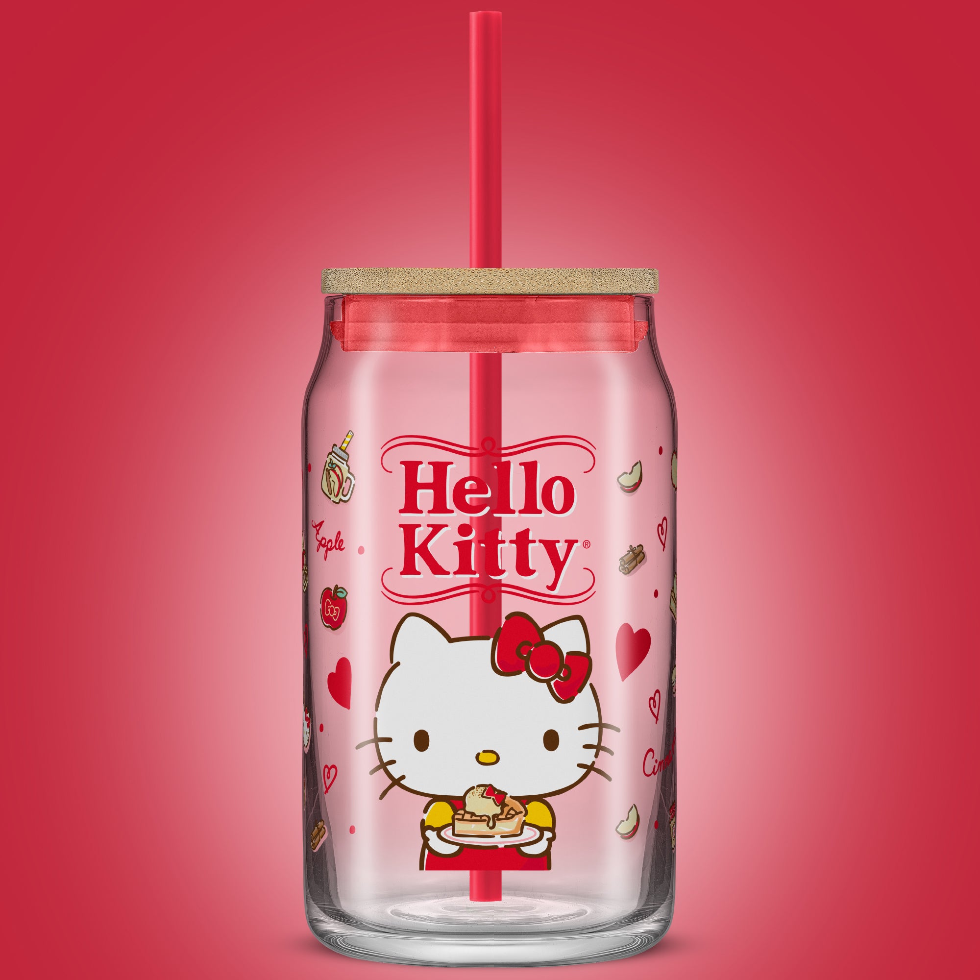 joyjolt-hello-kitty-favorite-flavor-glass-tumbler-with-bamboo-lid-and-straw-16-o image 2
