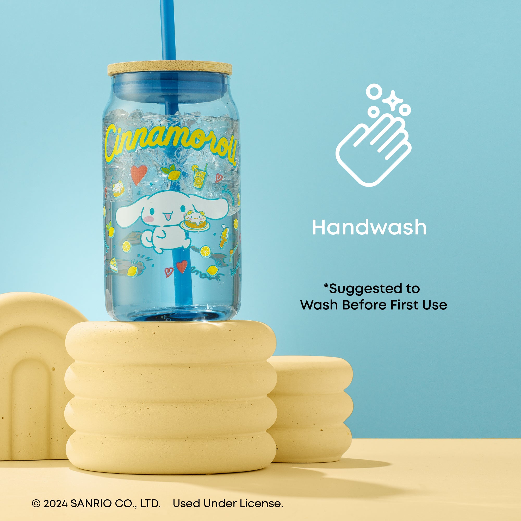 cinnamoroll-glass-tumbler-16-oz-with-bamboo-lid-straw image 5