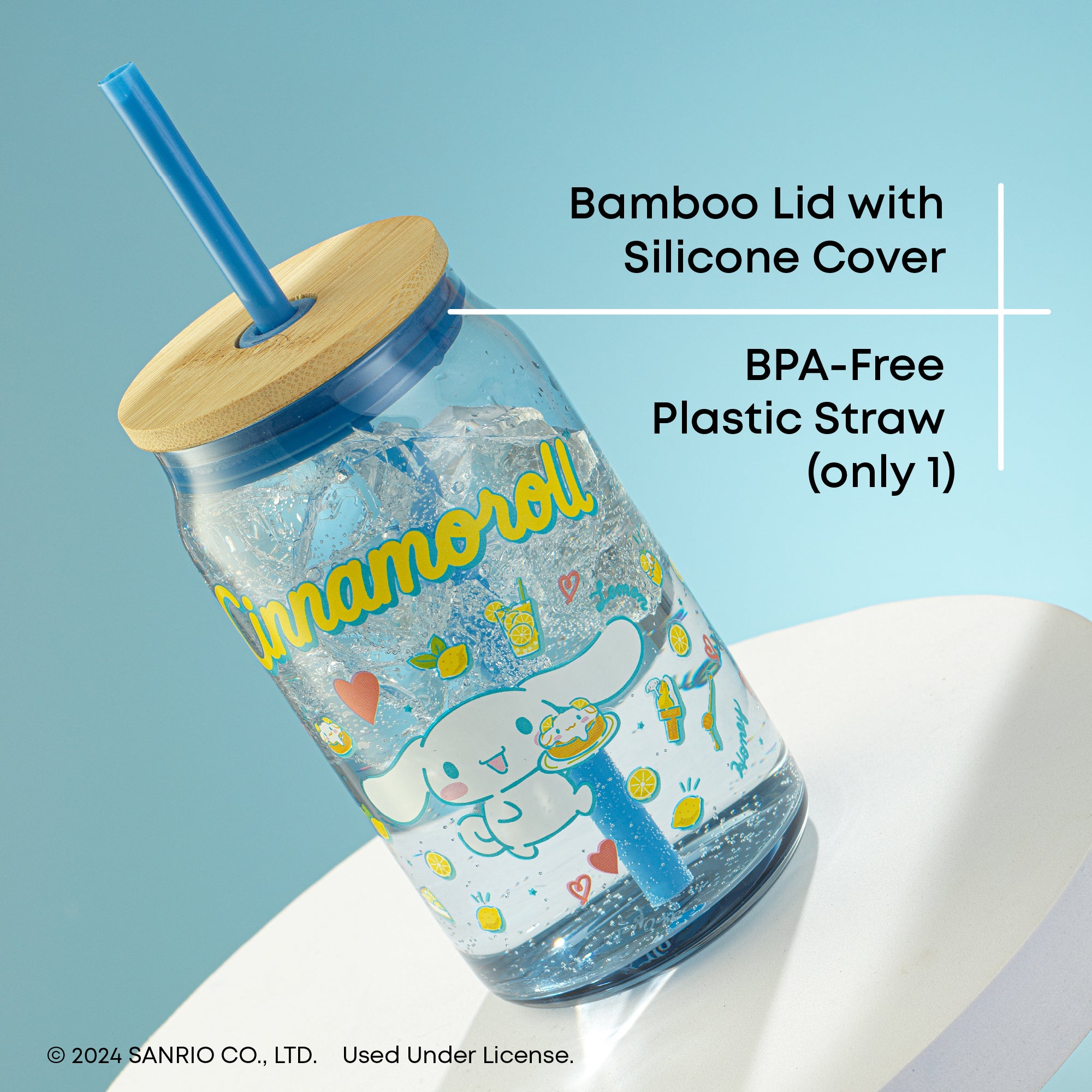 cinnamoroll-glass-tumbler-16-oz-with-bamboo-lid-straw image 6