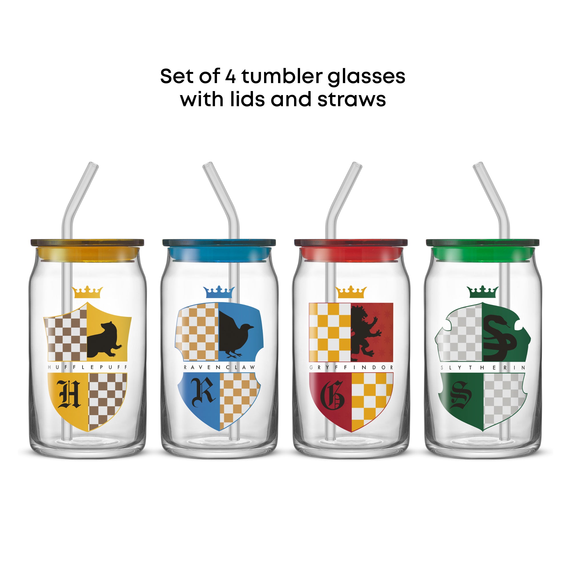 joyjolt-harry-potter-house-crests-tumbler-glasses-with-lids-set-of-4-16-oz-each image 5