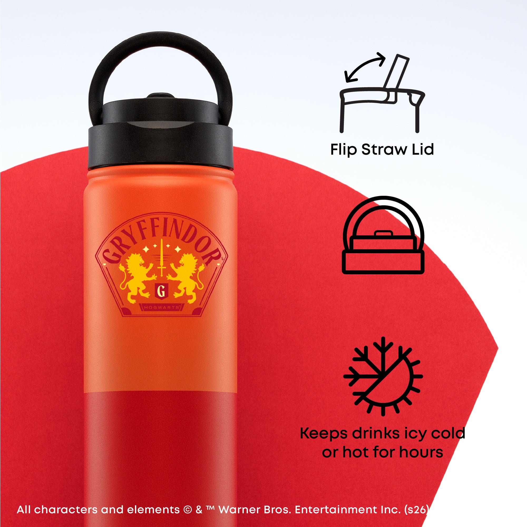 joyjolt-harry-potter-gryffindor-stainless-steel-water-bottle-22-oz-with-flip-str image 4