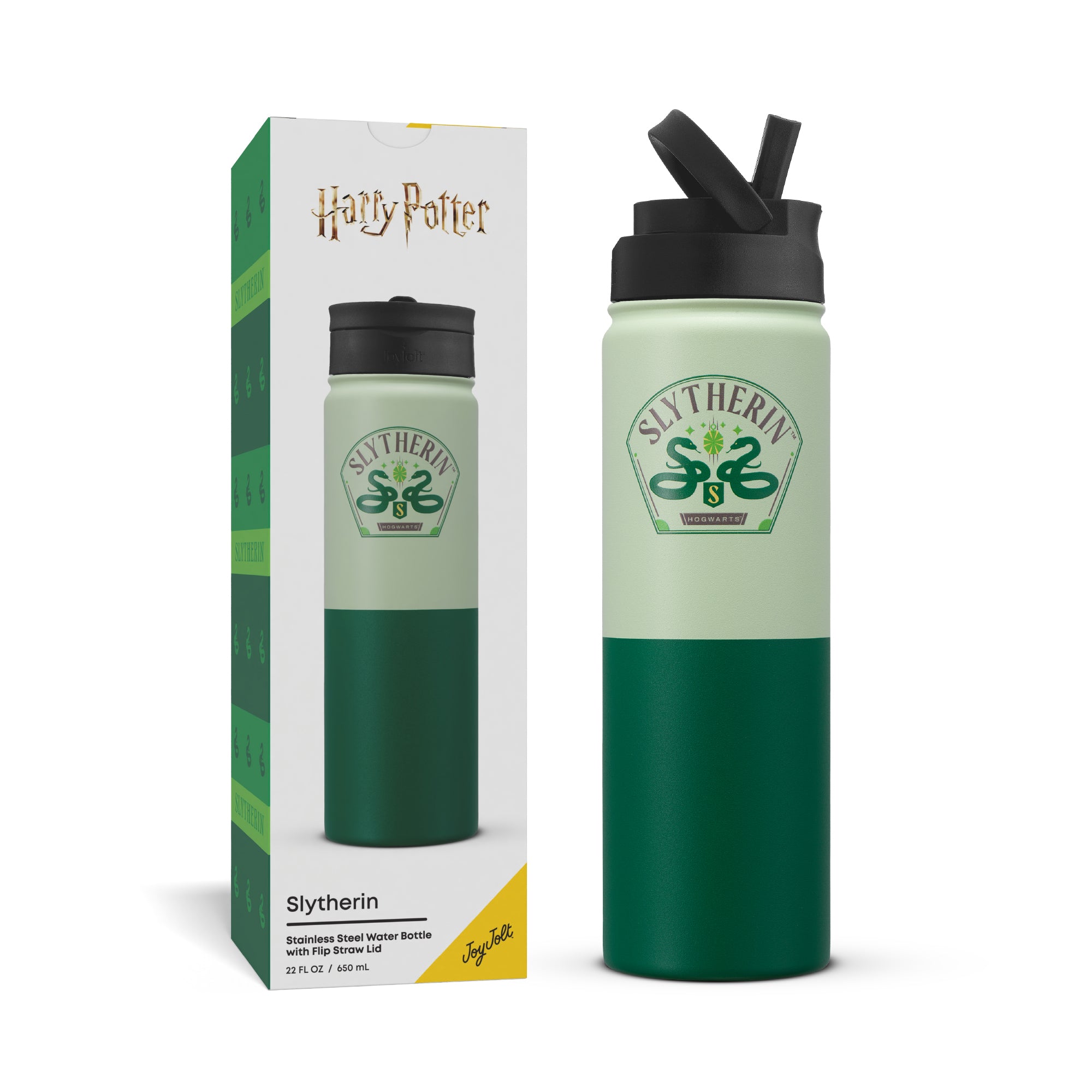 joyjolt-harry-potter-slytherin-stainless-steel-water-bottle-22-oz-with-flip-stra image 8