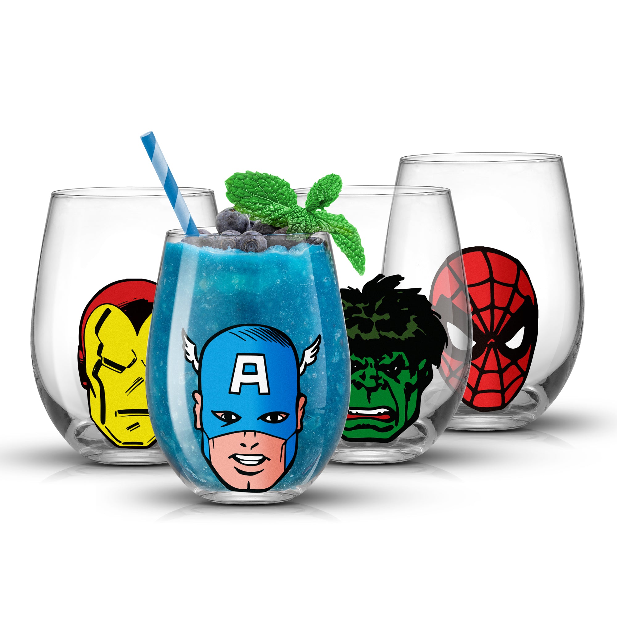 joyjolt-marvel-heroes-stemless-drinking-glasses-set-of-4-19-oz image 1
