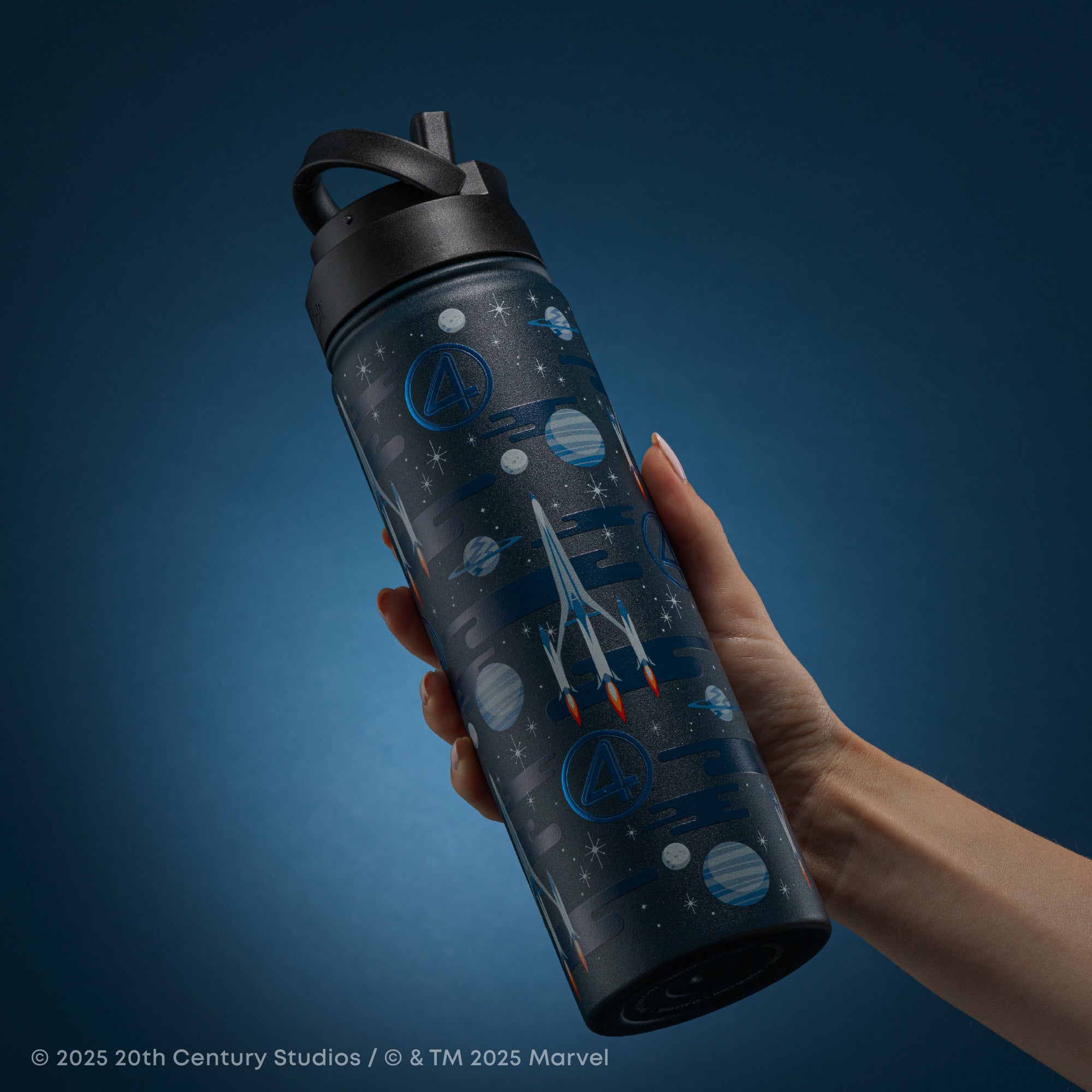 joyjolt-marvel-fantastic-four-22-oz-stainless-steel-water-bottle-with-flip-straw image 6