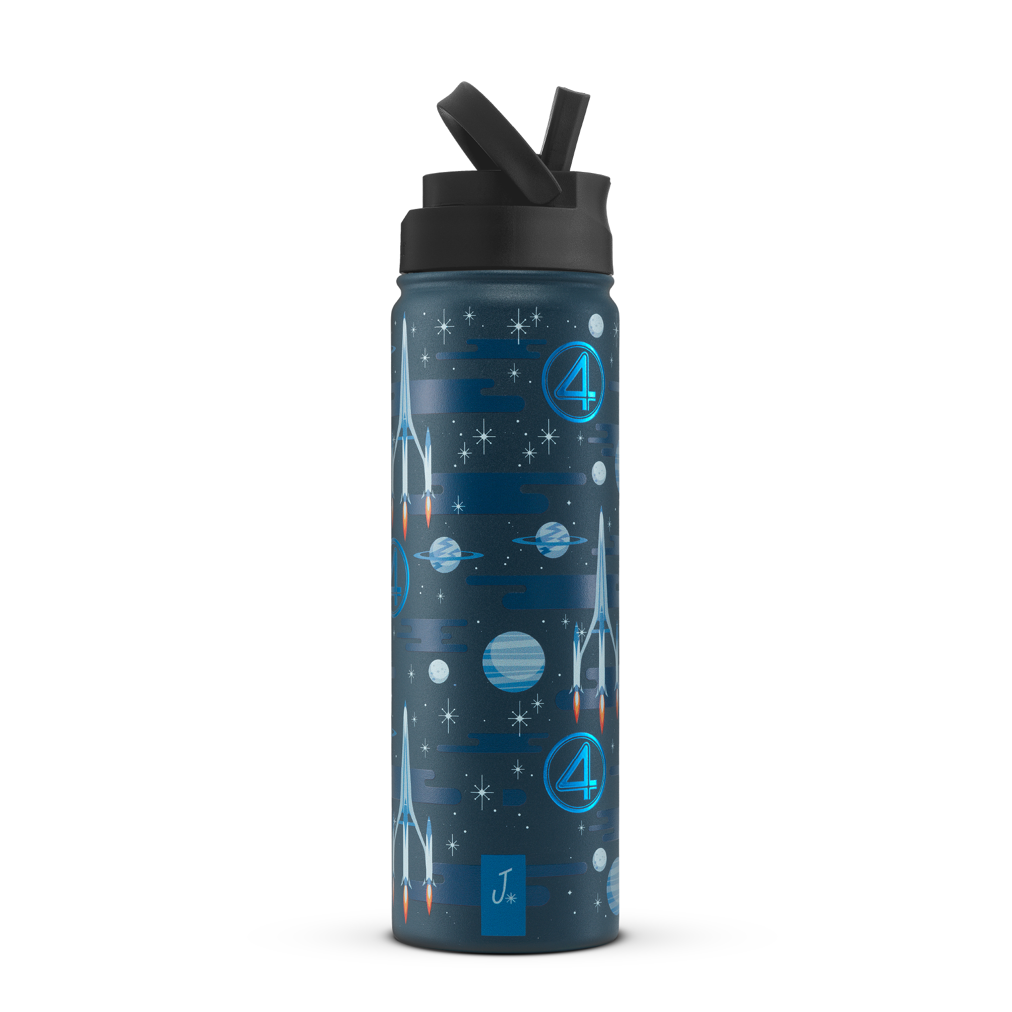 joyjolt-marvel-fantastic-four-22-oz-stainless-steel-water-bottle-with-flip-straw image 1