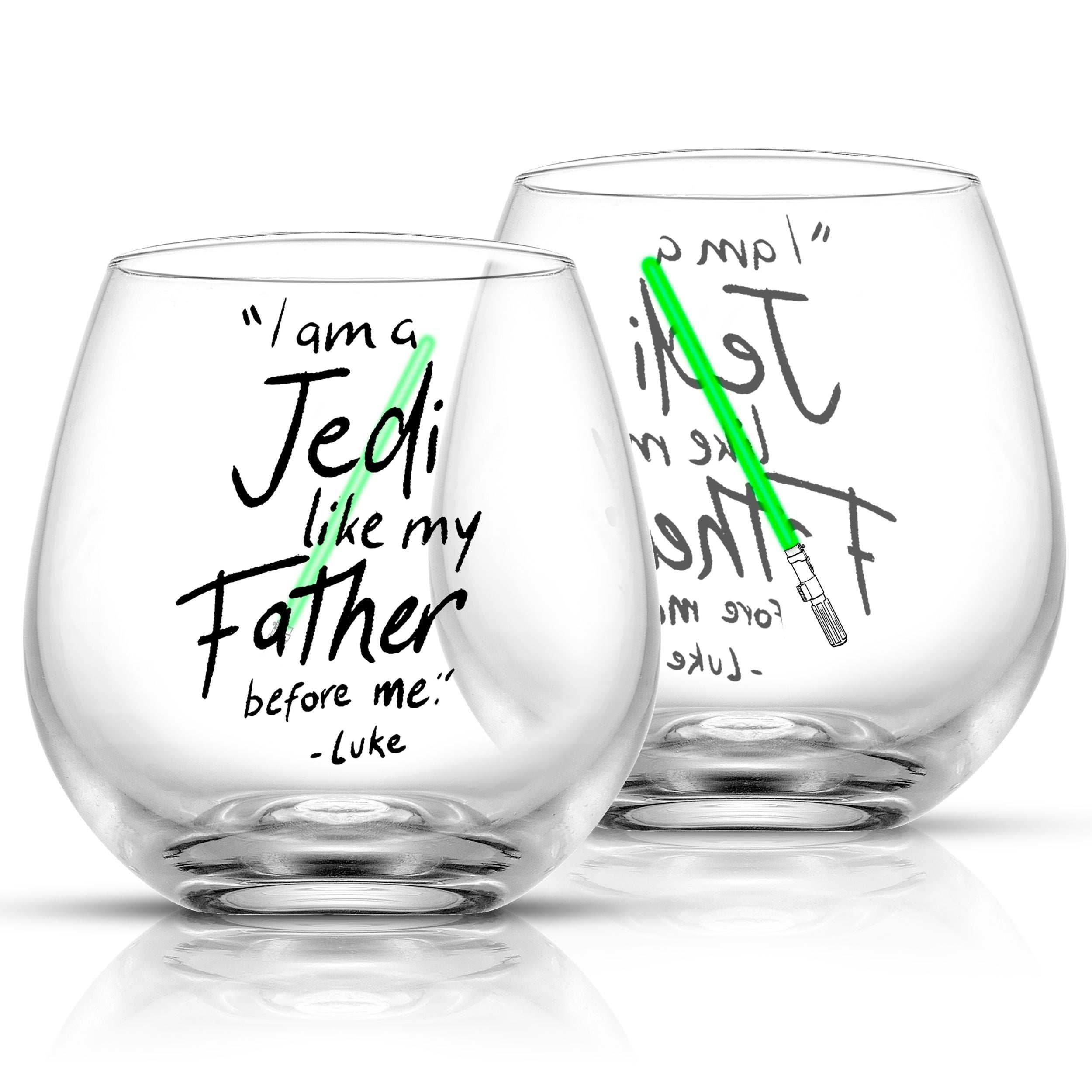 joyjolt-star-wars-luke-skywalker-lightsaber-stemless-drinking-glass-set-2-pack image 1