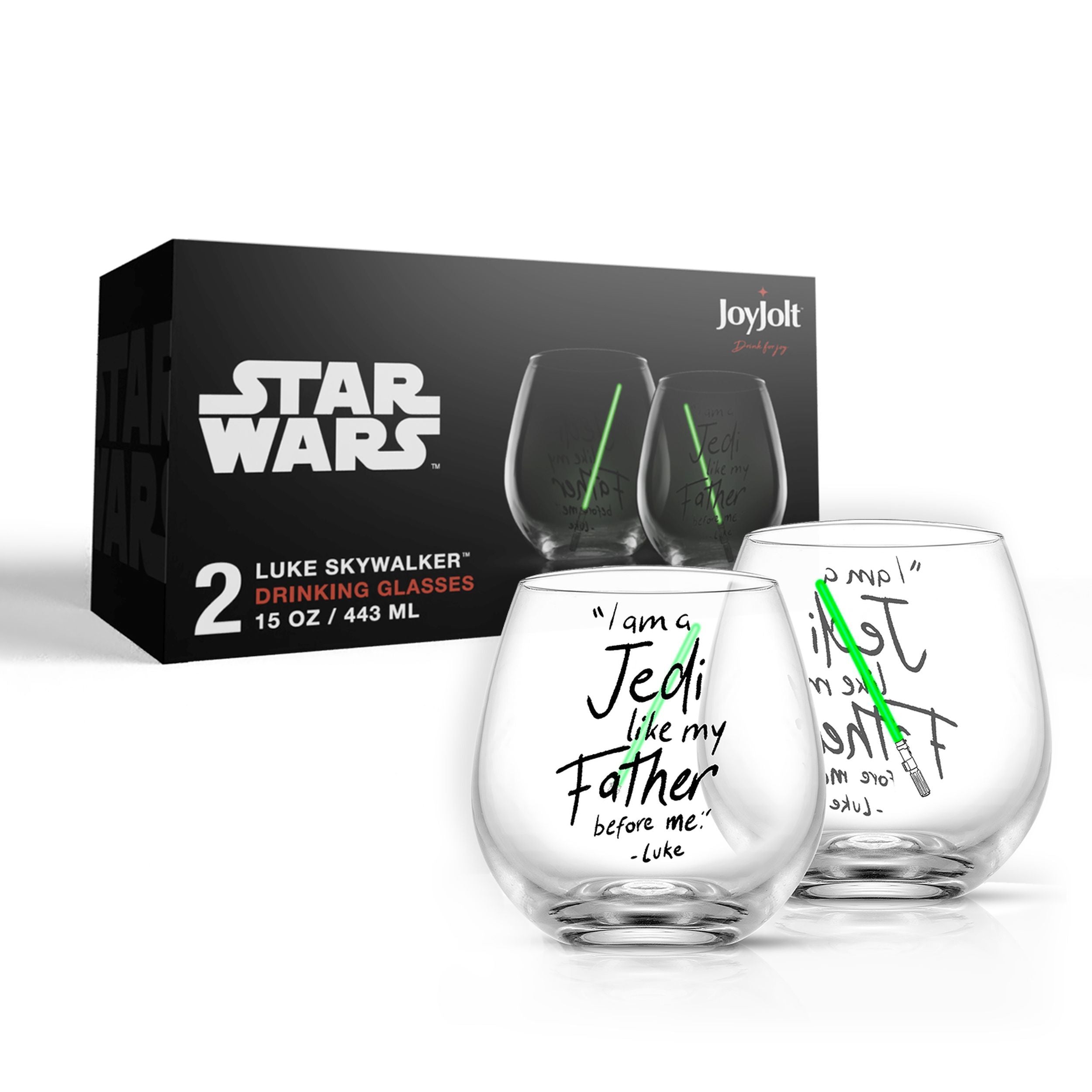 joyjolt-star-wars-luke-skywalker-lightsaber-stemless-drinking-glass-set-2-pack image 5