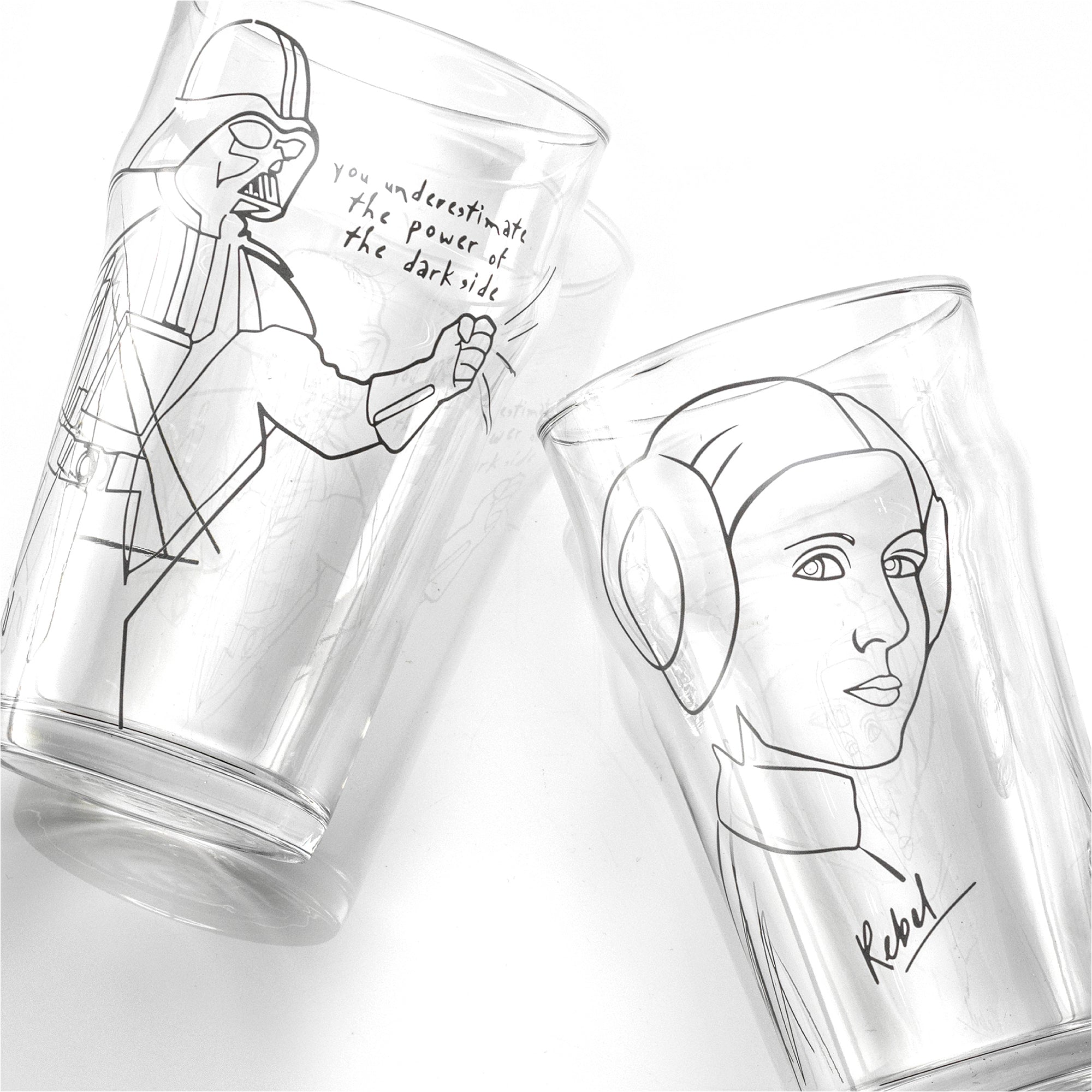 joyjolt-star-wars-striking-sketch-drinking-glass-set-set-of-4 image 2