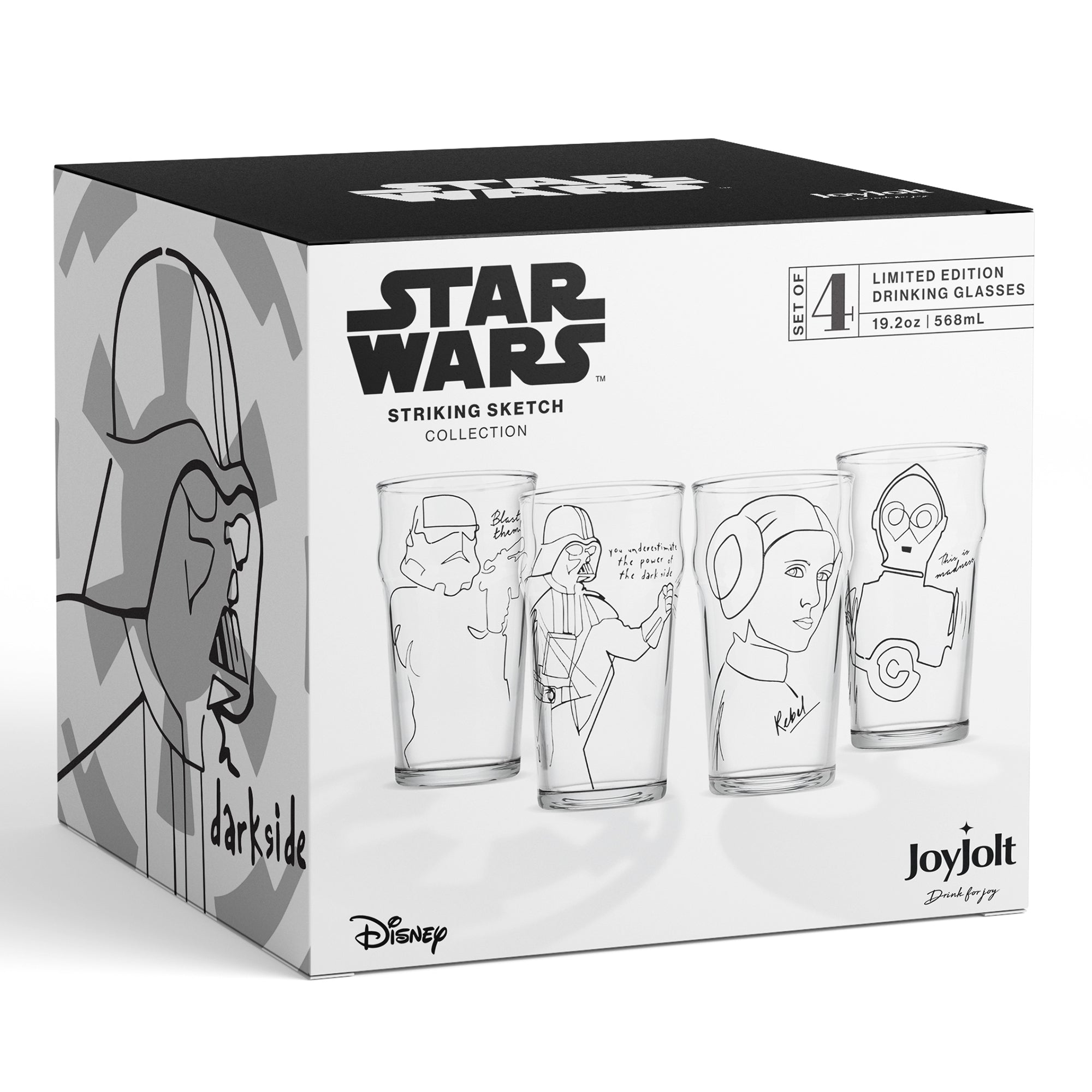 joyjolt-star-wars-striking-sketch-drinking-glass-set-set-of-4 image 8