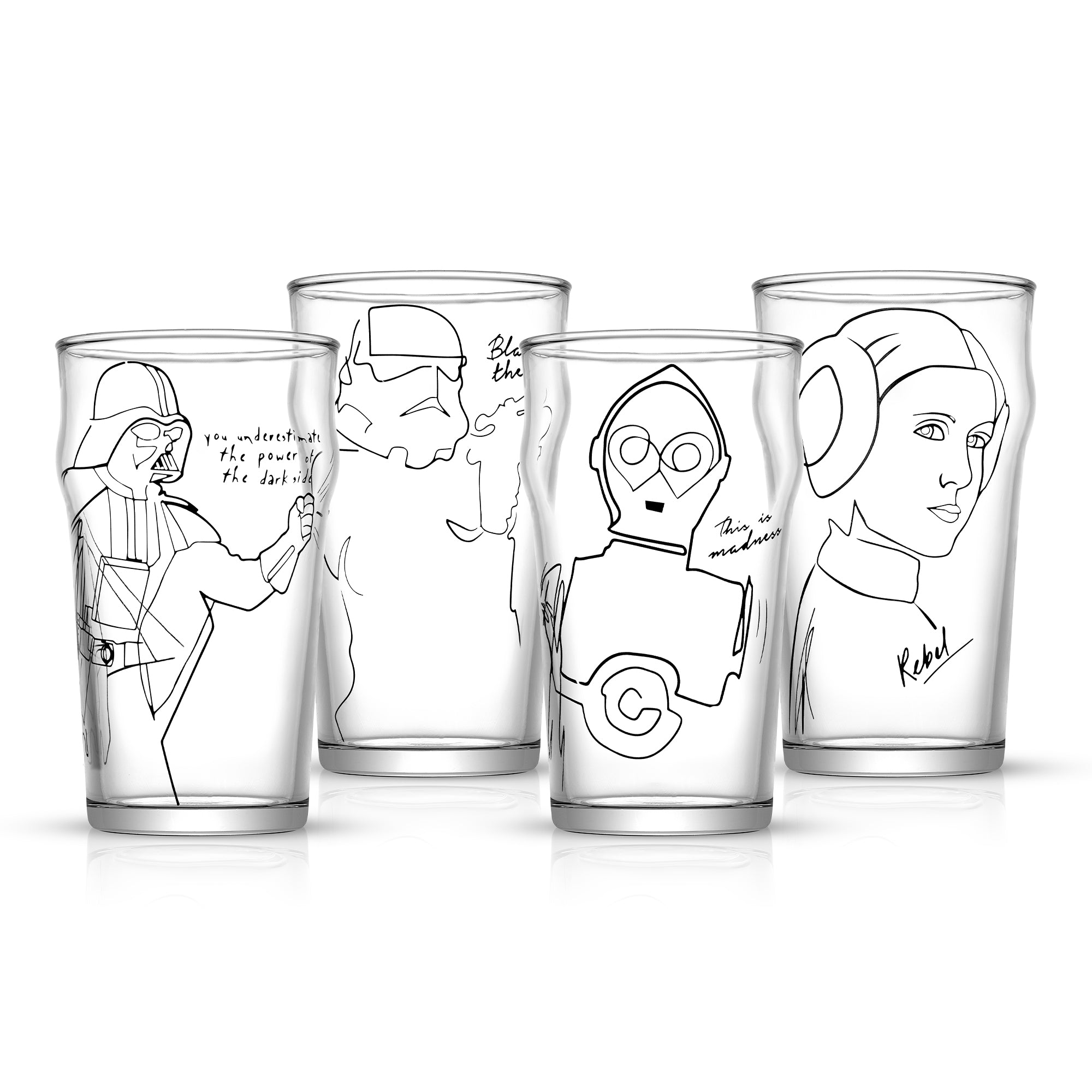 joyjolt-star-wars-striking-sketch-drinking-glass-set-set-of-4 image 1